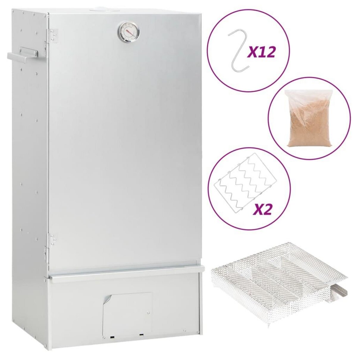 VIDAXL Fumoir a four a BBQ generateur de fumee froide acier galvanise