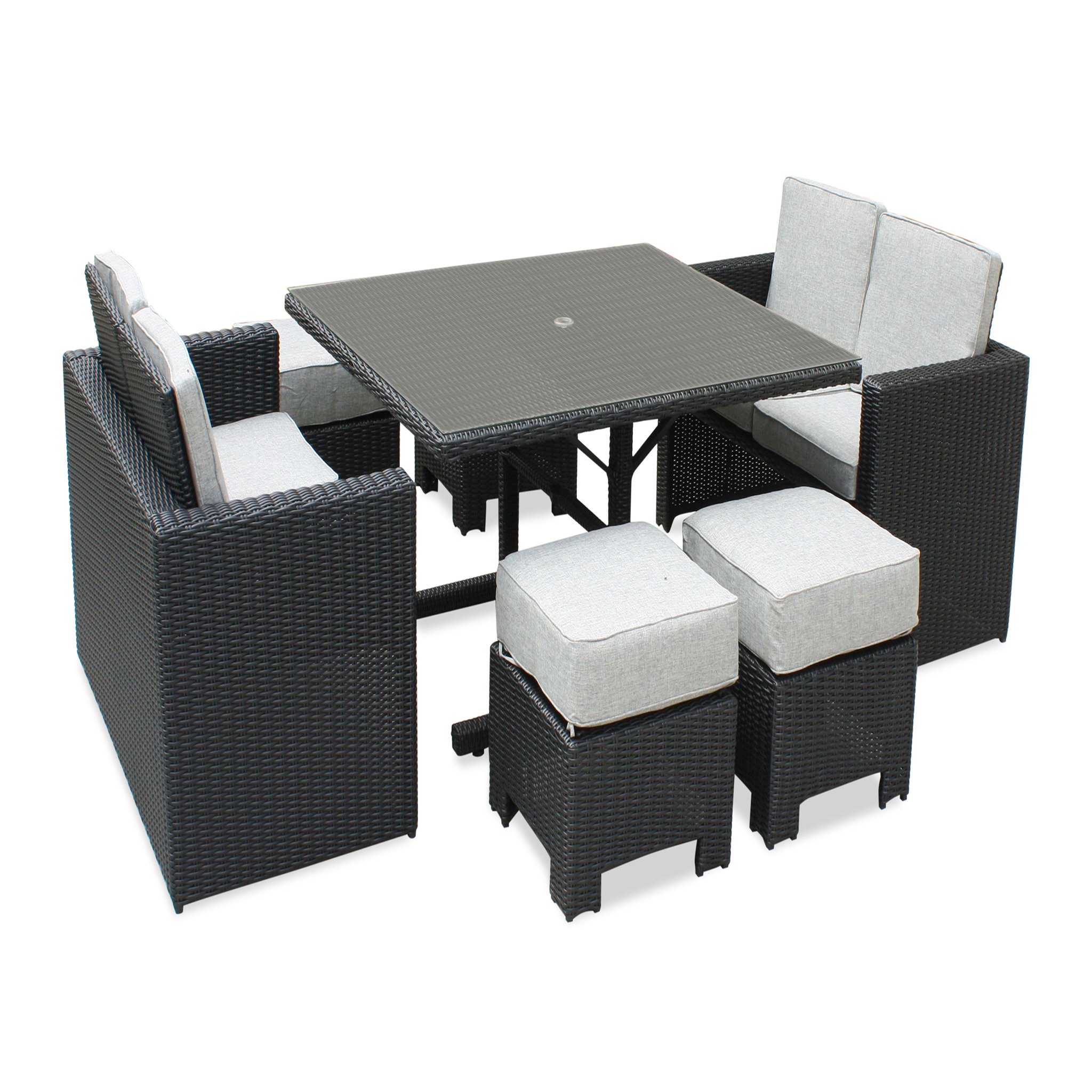 Voir la diapositive 2 : DCB GARDEN Salon de jardin encastrable 8 personnes noir OCEANE