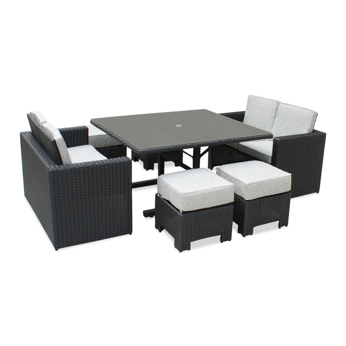 DCB GARDEN Salon de jardin encastrable 8 personnes noir OCEANE