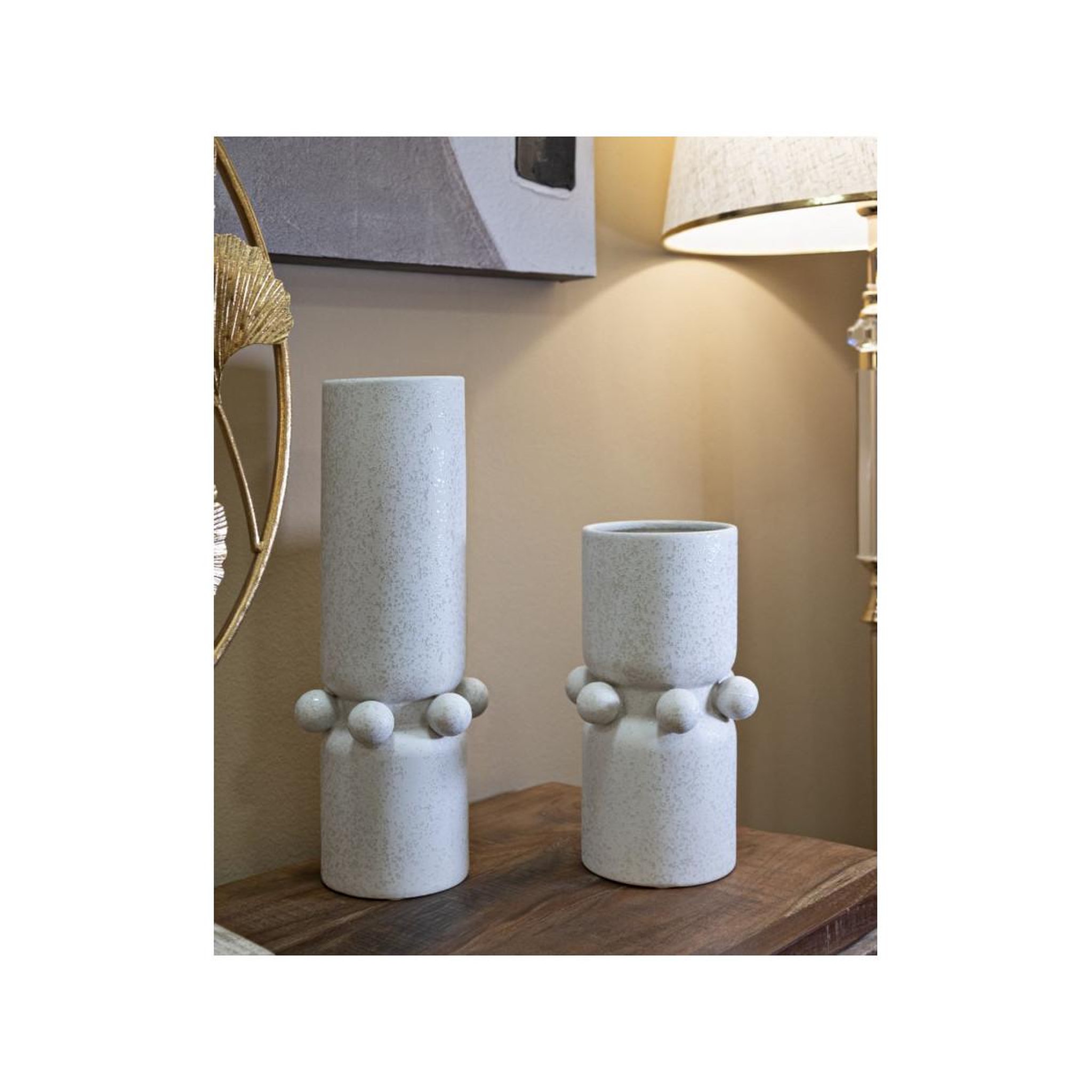 Voir la diapositive 5 : Paris Prix Vase cylindrique en céramique  bubbles  41cm crème