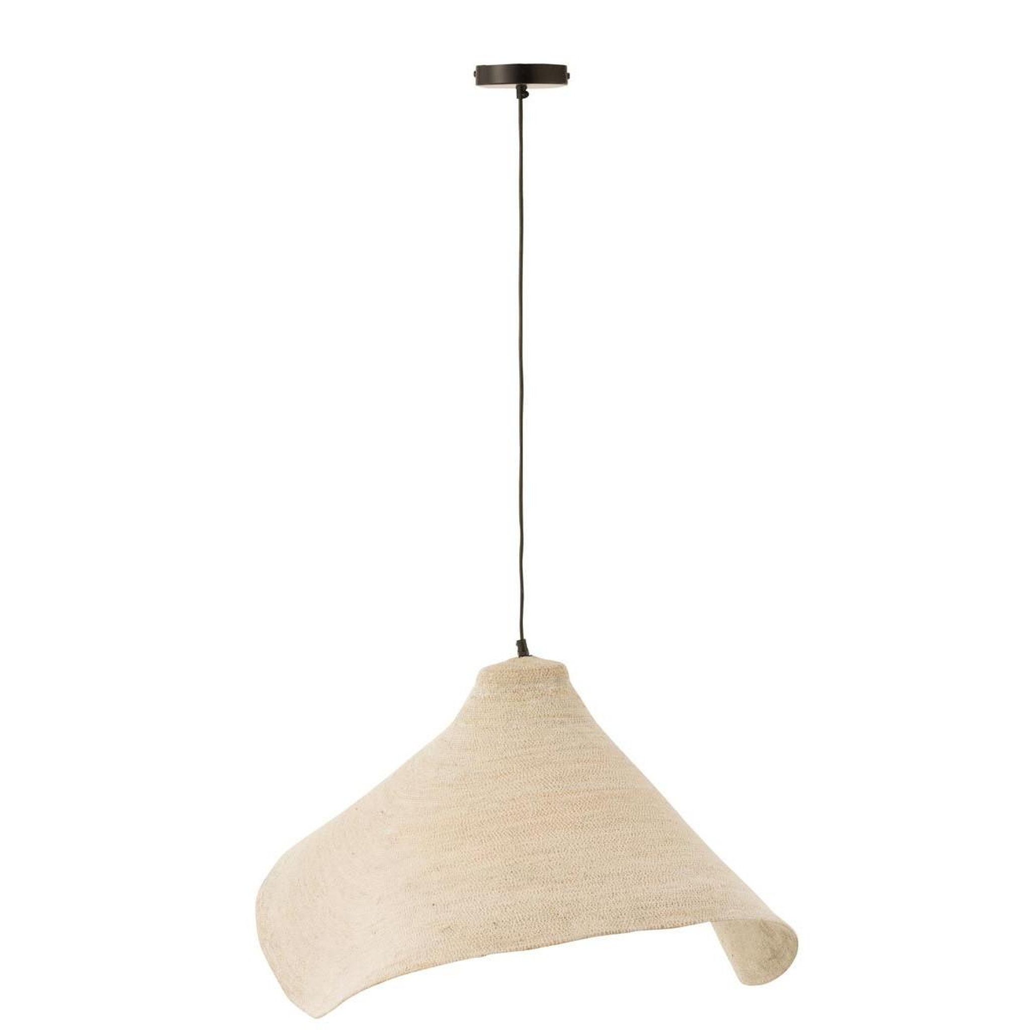 Voir la diapositive 2 : J-LINE Lampe Suspension en Jonc  Cône  82cm Blanc