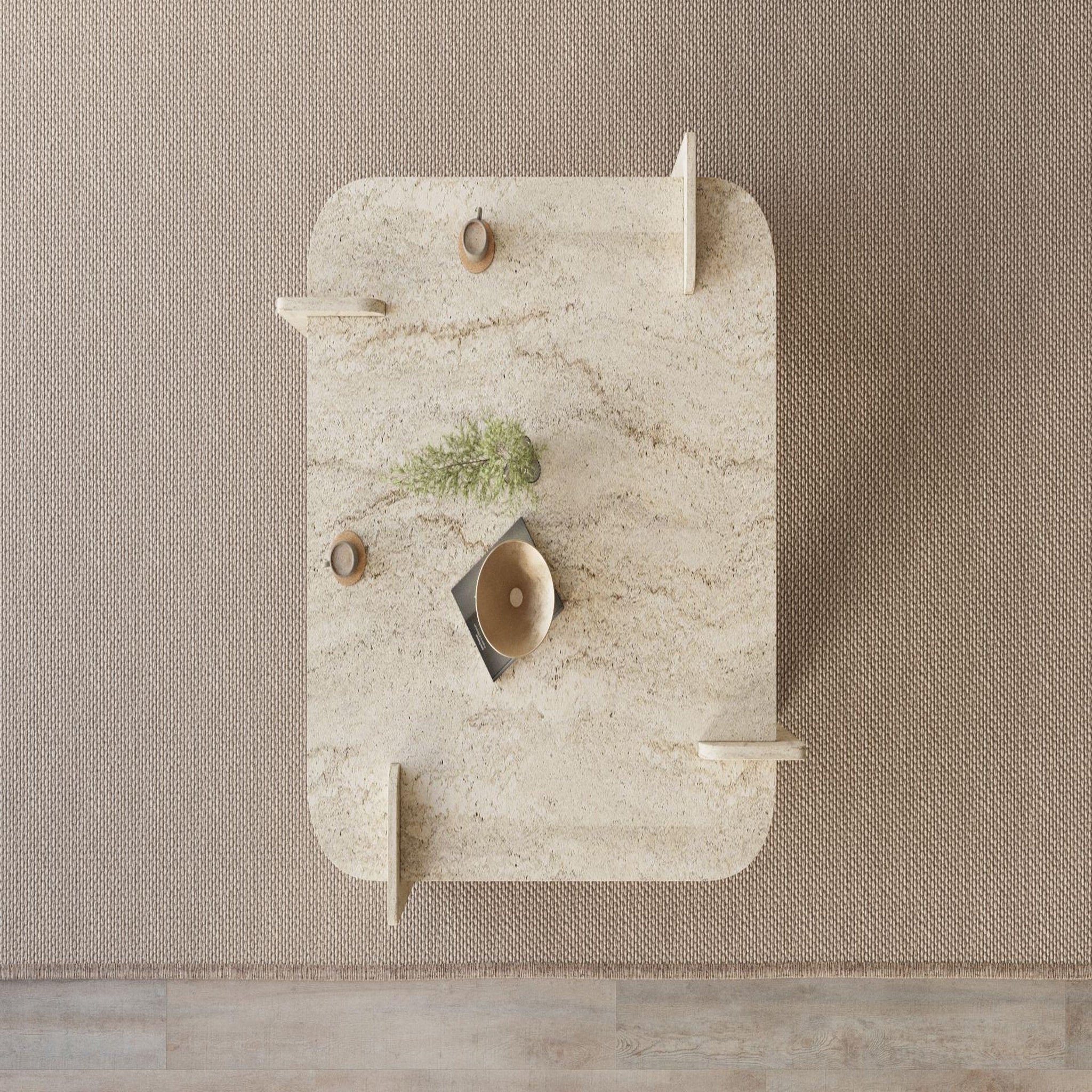 Voir la diapositive 4 : Habitat et Jardin Table basse en bois  woog  90 x 90 x 35 cm - travertin