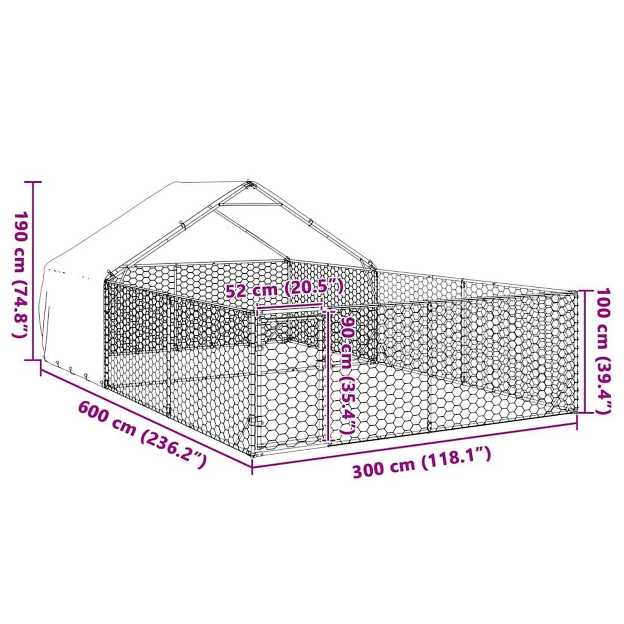 Voir la diapositive 6 : VIDAXL Niche d'exterieur pour chien enclos 6x3x1,9 m acier galvanise