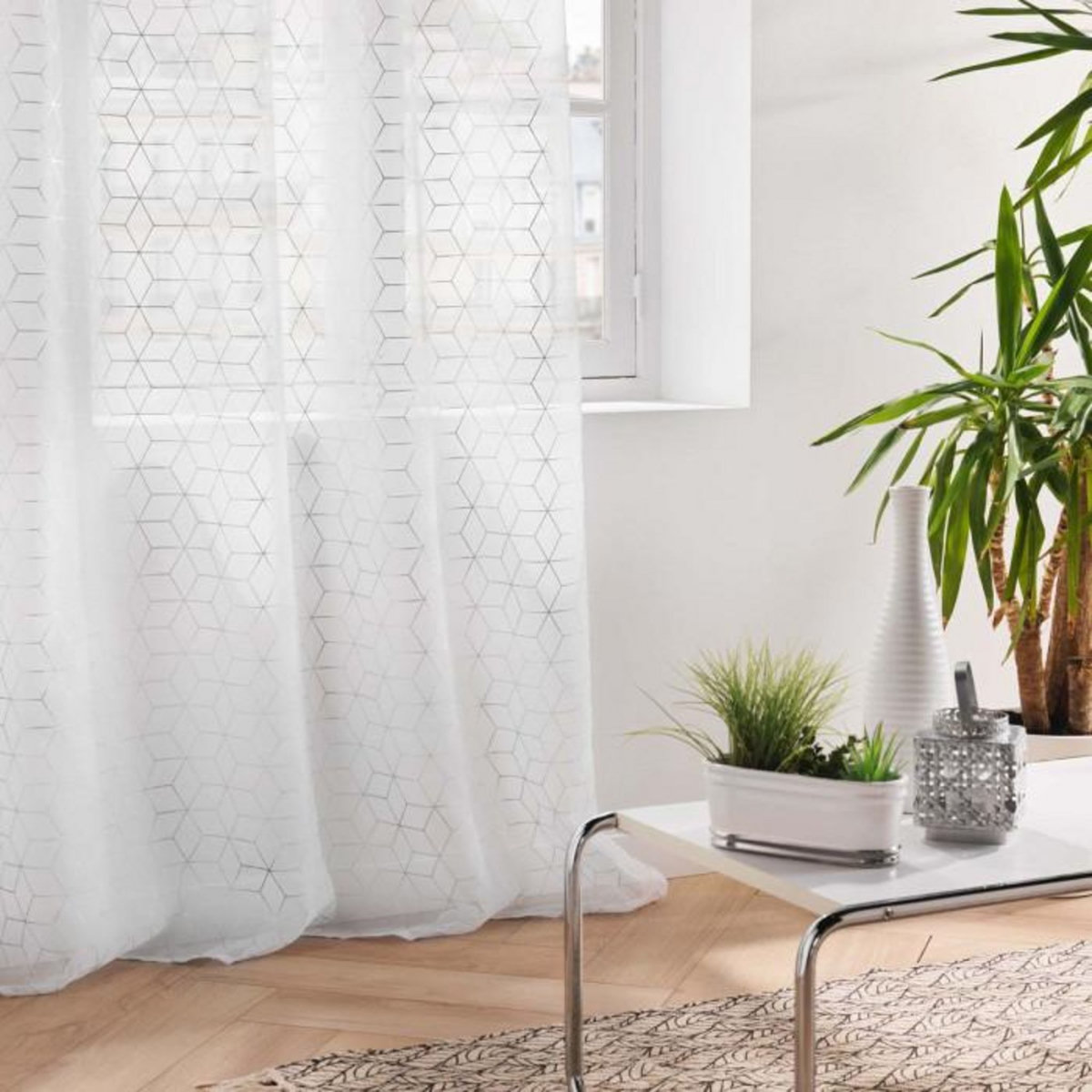 Paris Prix Rideau Voilage à Œillets  Milo  140x280cm Argent