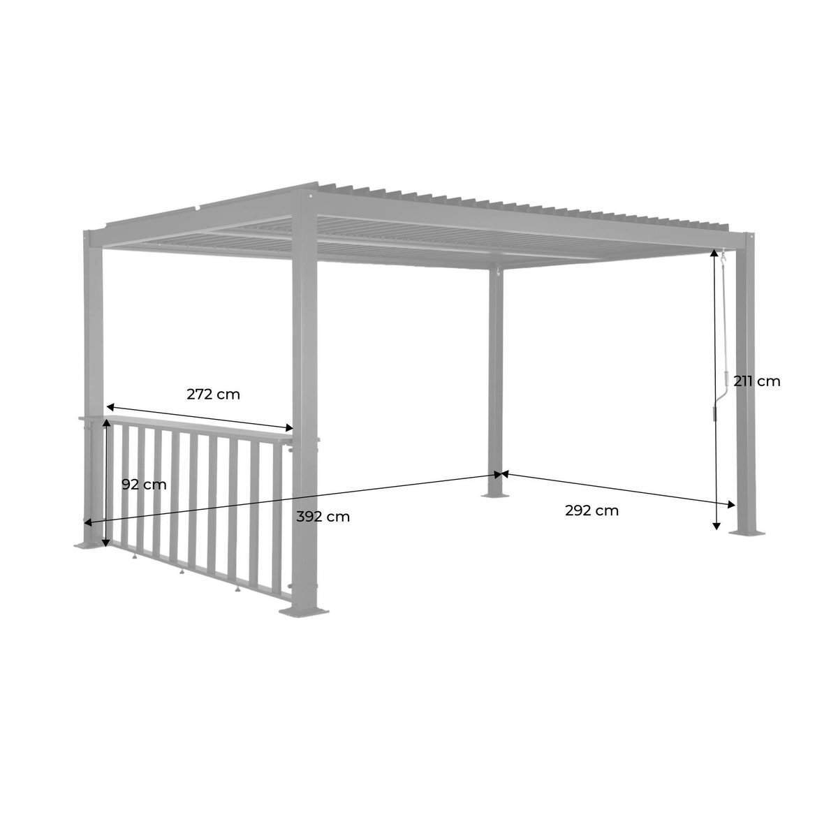 SWEEEK Pergola bioclimatique aluminium et acier 4x3m + bar 3m anthracite Palace
