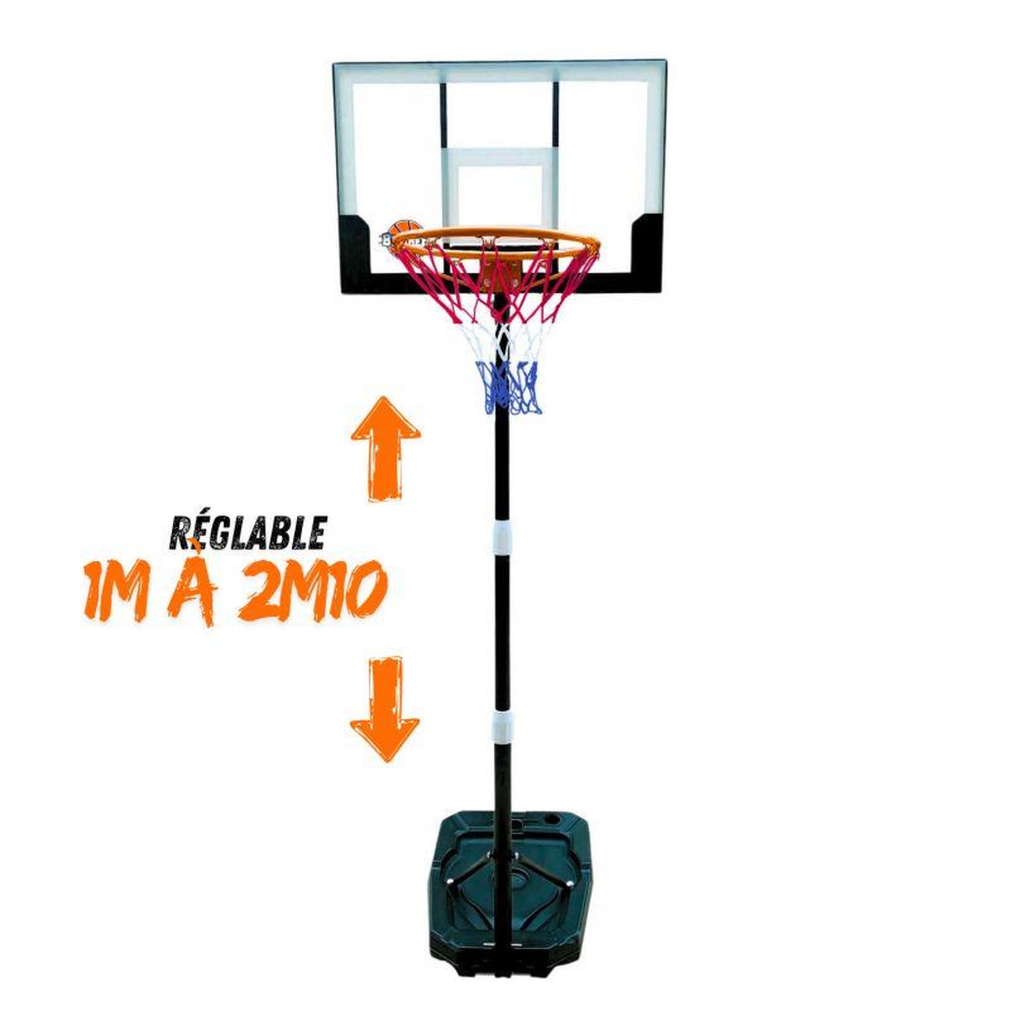 Voir la diapositive 2 : BUMBER Panier de basket mobile et réglable de1m à 2m10 - Brooklyn