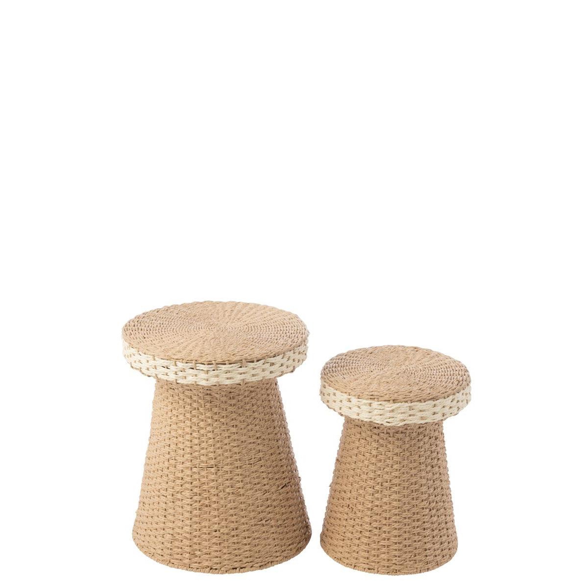 Voir la diapositive 2 : J-LINE Lot de 2 Table d'Appoint  Barbarra  46cm Naturel