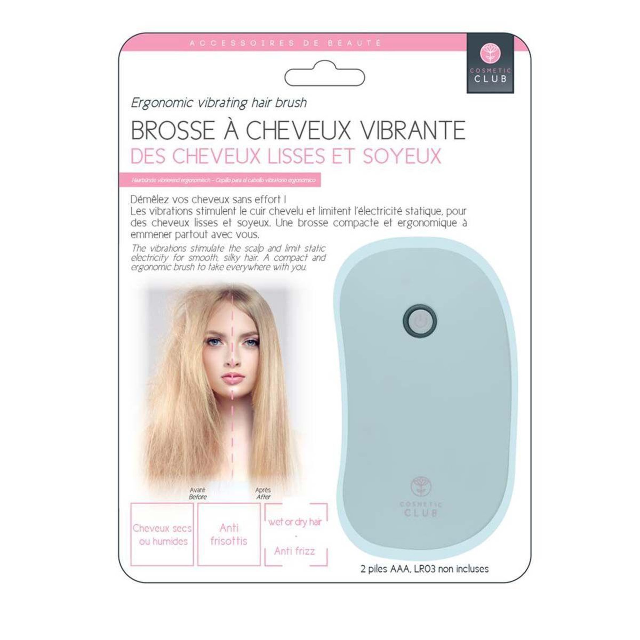 Voir la diapositive 5 : Cosmetic Club Brosse à cheveux ionique  vibrante  11cm blanc