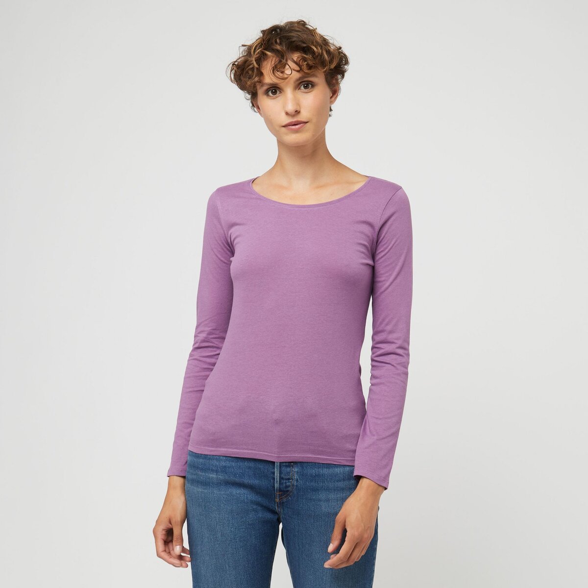 INEXTENSO T-shirt manches longues violet en coton femme