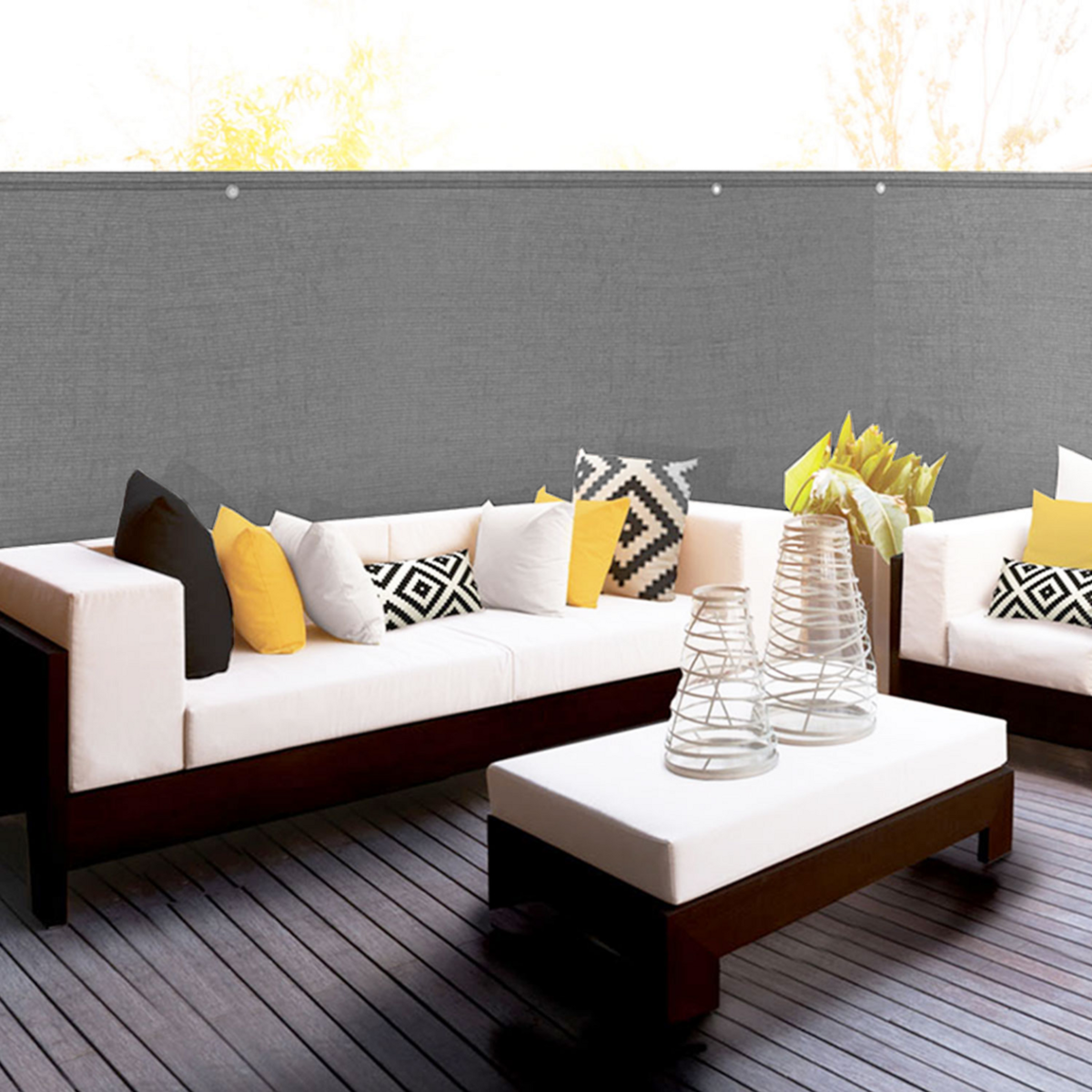 ID MARKET Brise vue renforcé 1,5 x 10 M gris clair 220 gr/m² luxe PRO