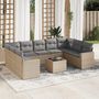 Voir la diapositive 1 : VIDAXL Salon de jardin avec coussins 10 pcs beige resine tressee