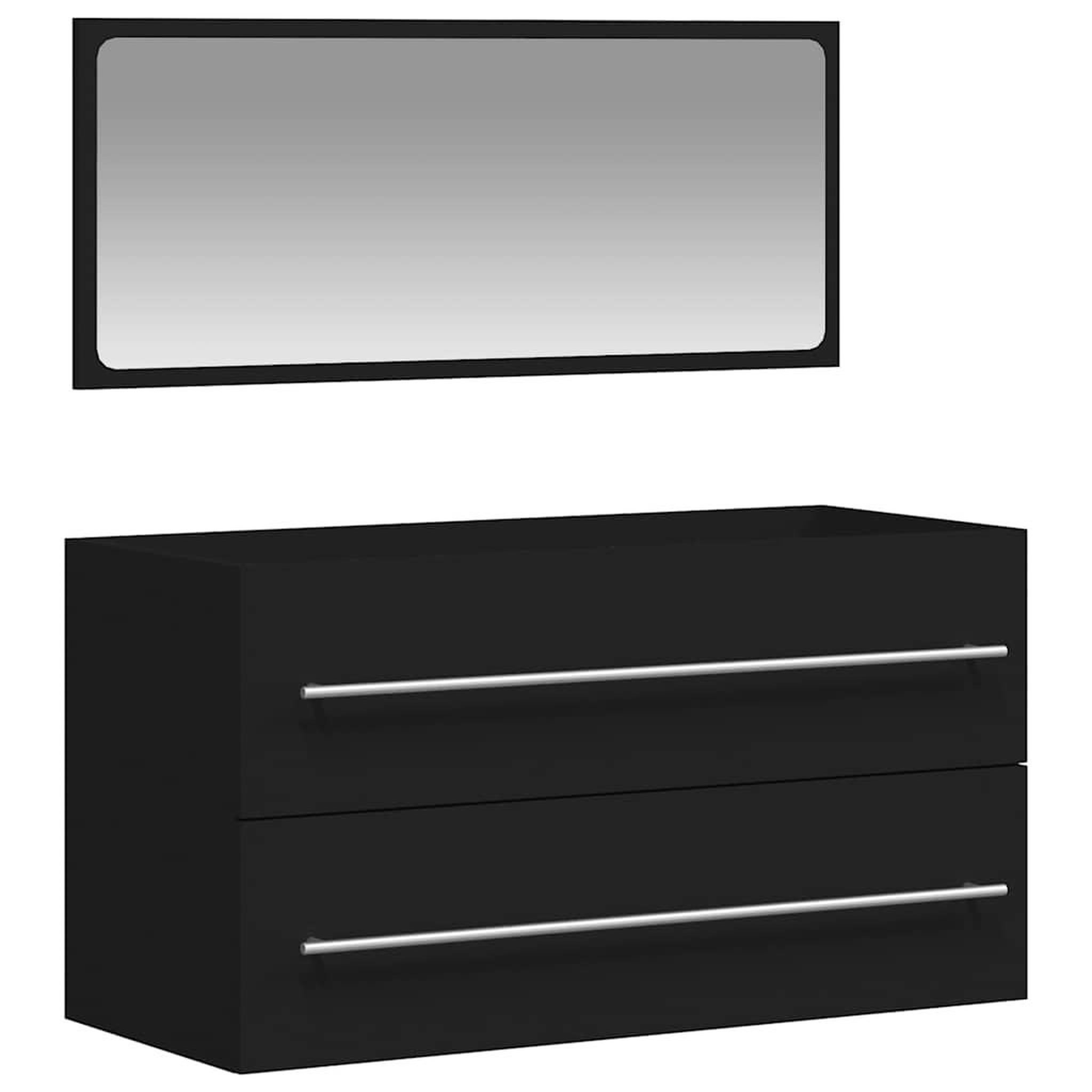 Voir la diapositive 2 : VIDAXL Armoire de salle de bain avec miroir noir bois d'ingenierie