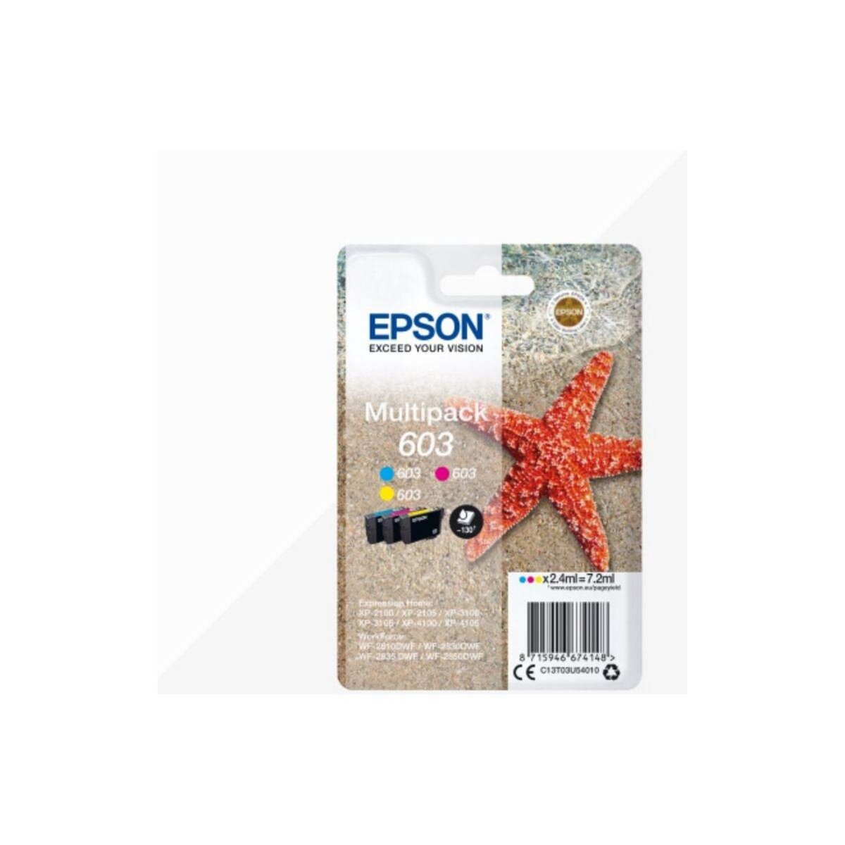 Epson Cartouche d'encre Pack Multipack 3 Originales 603 Couleurs (CMY) - C13T03U64010