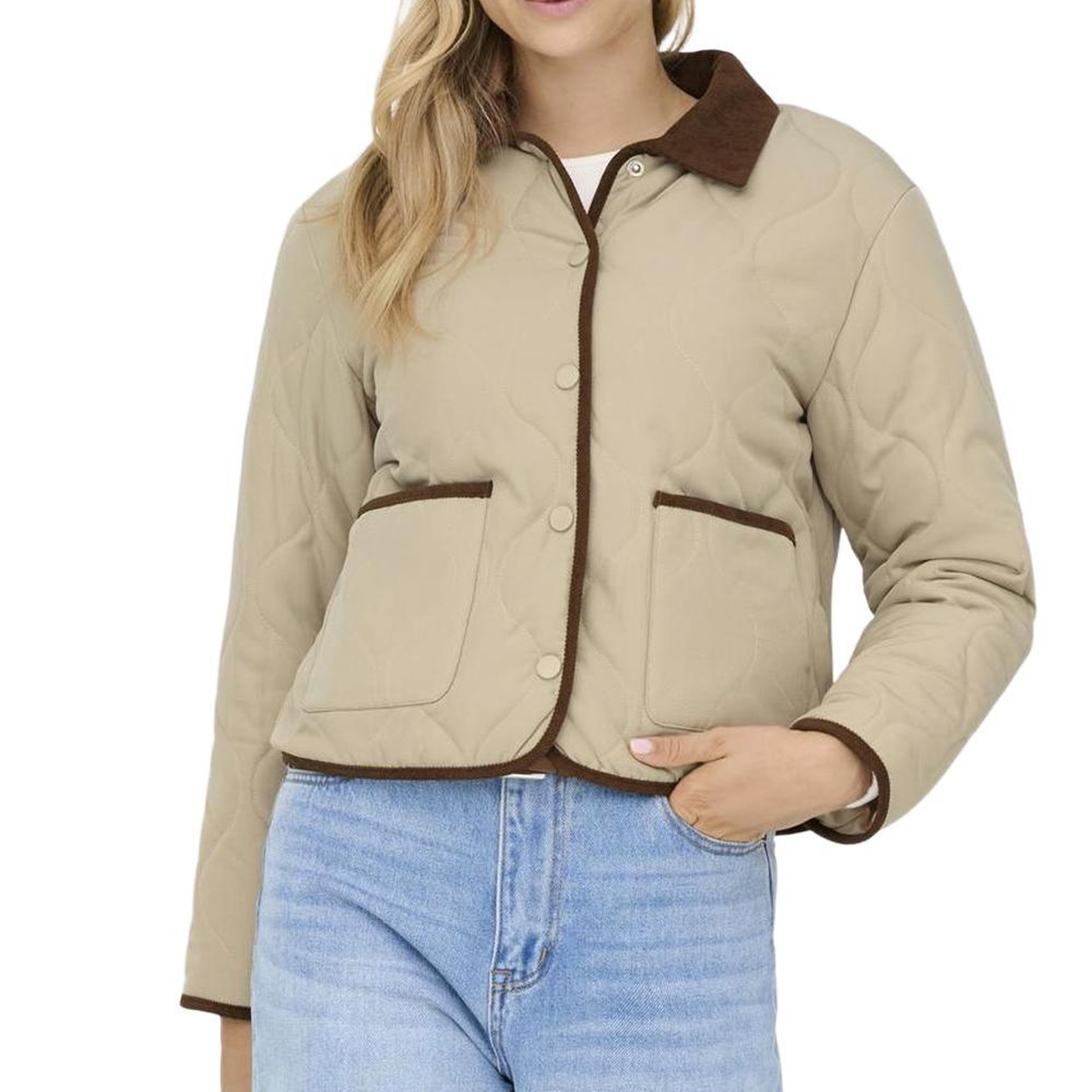 JACQUELINE DE YONG Veste Beige Femme JDY Quilted Barn. Coloris disponibles : Beige