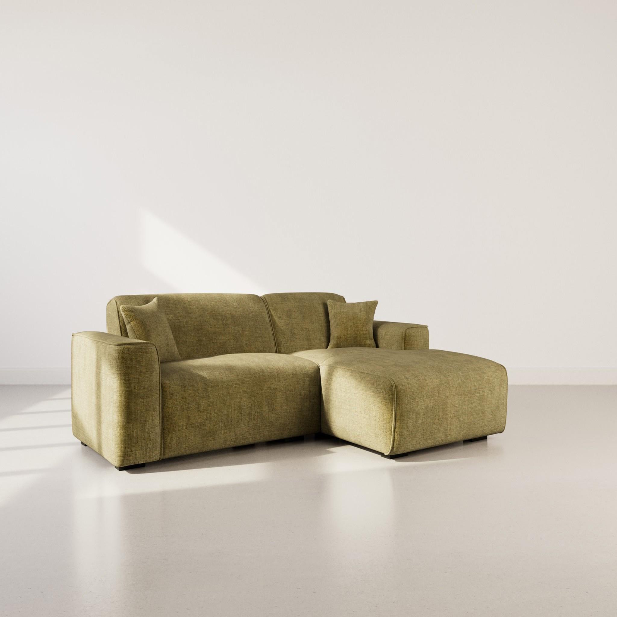 Voir la diapositive 3 : BEST MOBILIER Lison - canapé d'angle droit 4 places en velours texturé