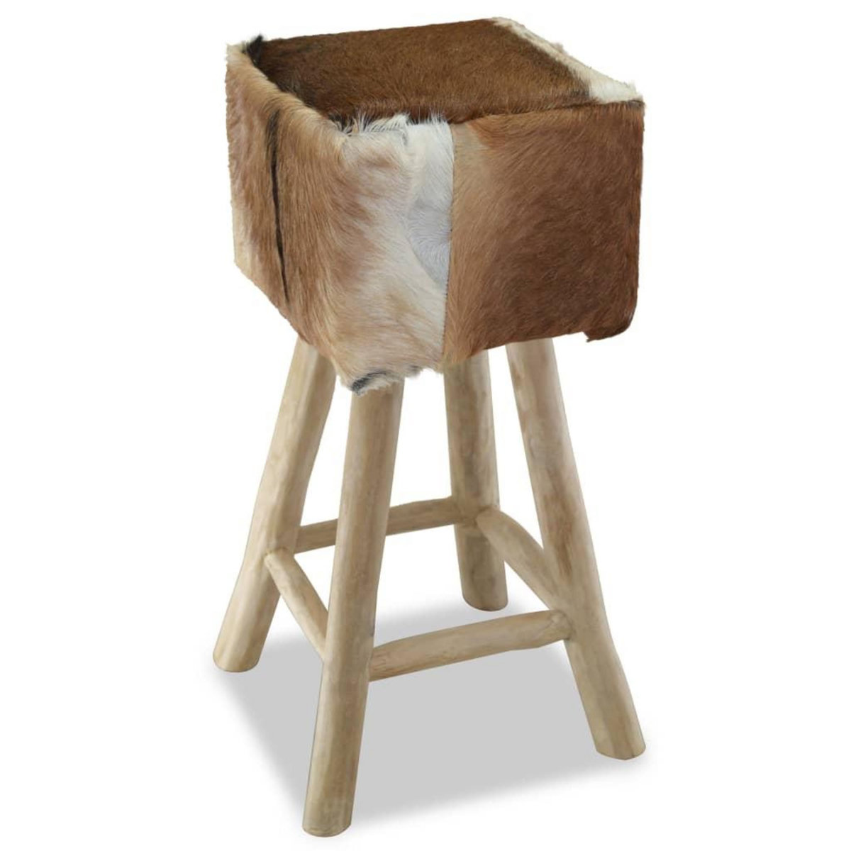 VIDAXL Tabouret de bar Cuir veritable et bois de teck solide