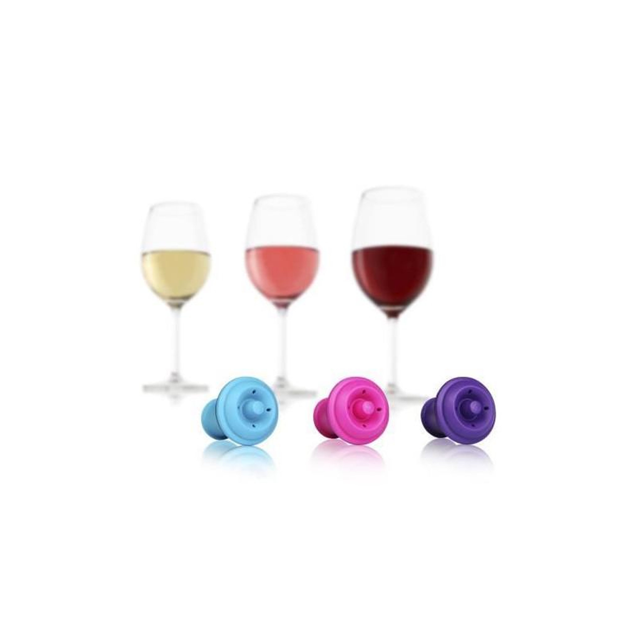 Voir la diapositive 2 : Vacu vin 3 bouchons à vide VacuVin couleur
