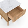Voir la diapositive 6 : ID MARKET Lot de 2 tables de chevet JULIETTE plateau effet marbre 1 tiroir avec niche lattes tasseau bois