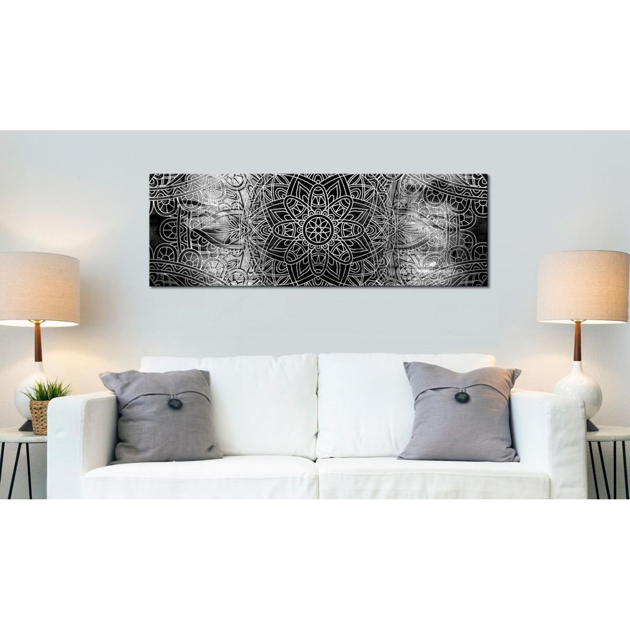 Voir la diapositive 2 : Paris Prix Tableau imprimé  mandala : grey depths