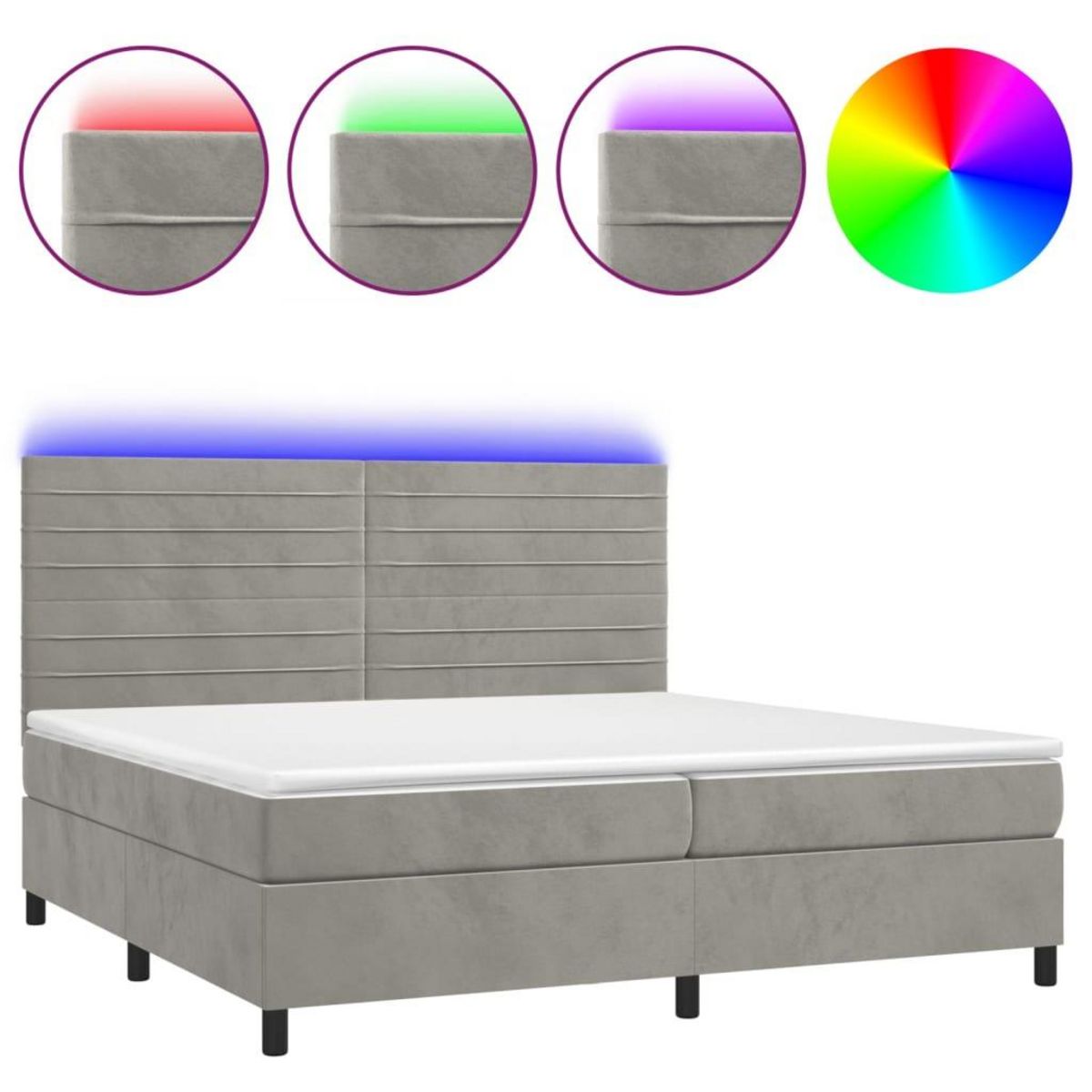 VIDAXL Sommier a lattes de lit avec matelas LED Gris clair 200x200 cm