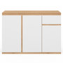 Voir la diapositive 3 : ID MARKET Buffet 100 cm TOMI 3 portes et 1 tiroir blanc et bois