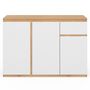 Voir la diapositive 3 : ID MARKET Buffet 100 cm TOMI 3 portes et 1 tiroir blanc et bois