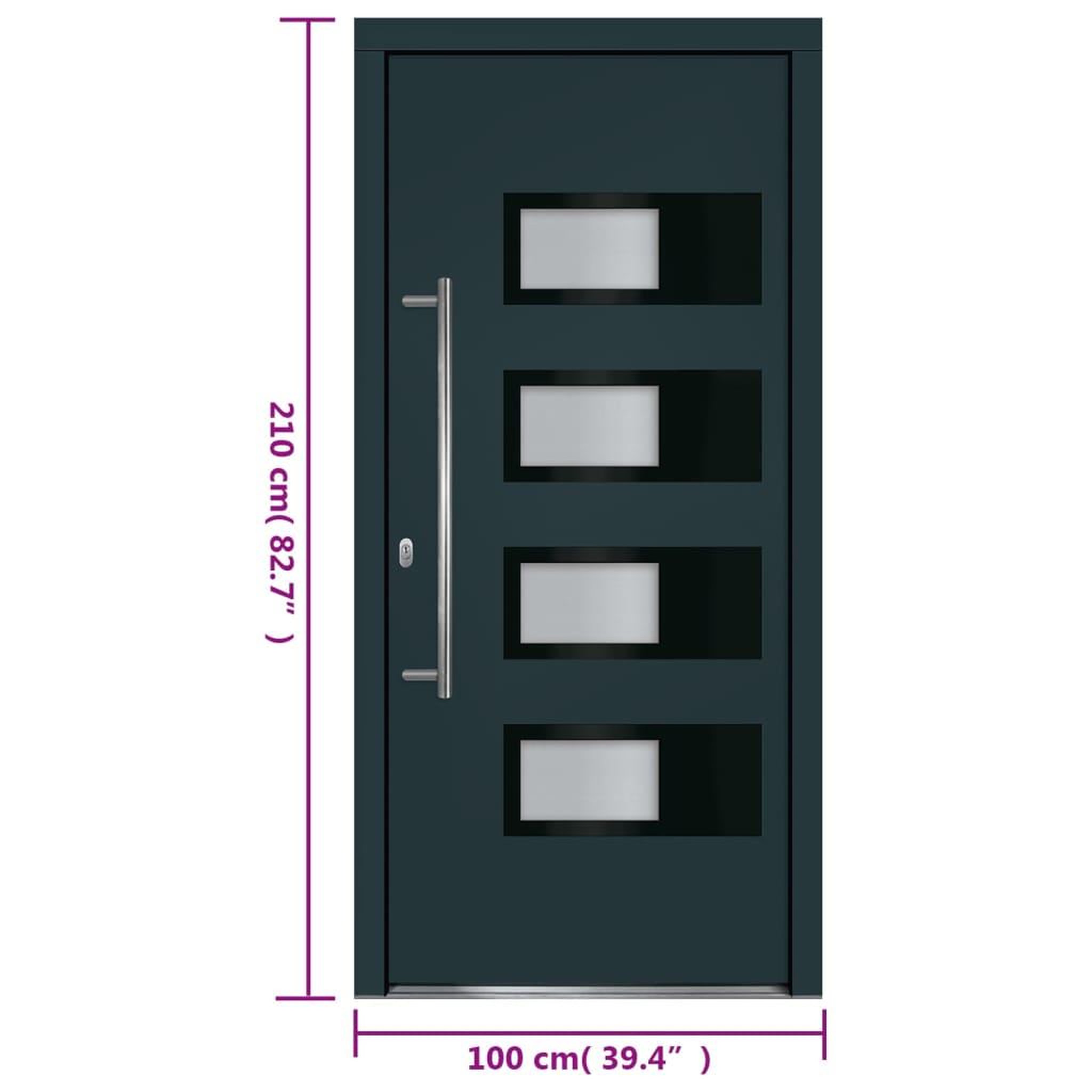 Voir la diapositive 6 : VIDAXL Porte d'entree Anthracite 100x210 cm Aluminium et PVC