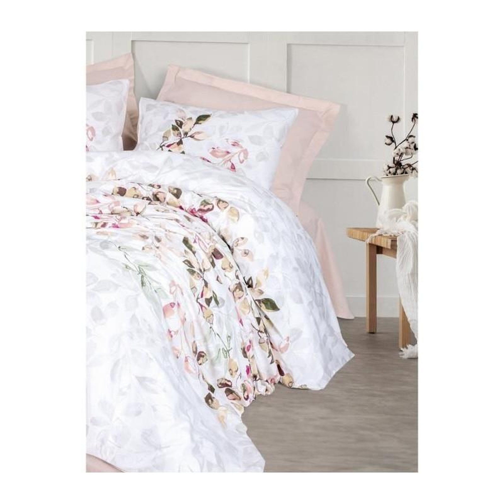 Voir la diapositive 3 : GENERIQUE Parure de lit - 129CTN64495 - 1 housse de couette 220 x 240 cm + 2 taies d'oreiller 60 x 60 cm - 100% coton ranforcé - Beige