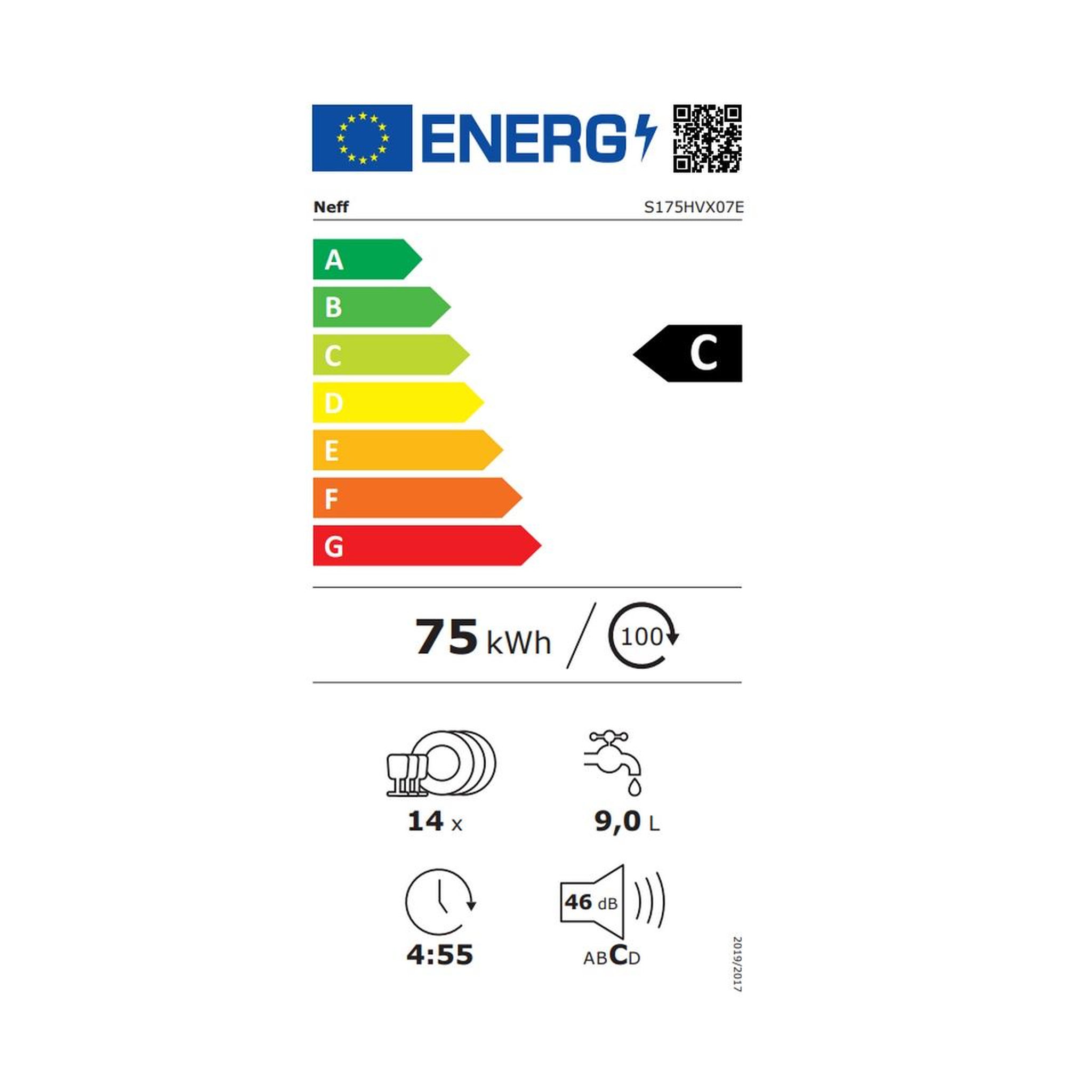 Voir la diapositive 2 : Neff Lave-vaisselle 60cm 14 couverts 46db tout intégrable - s175hvx07e