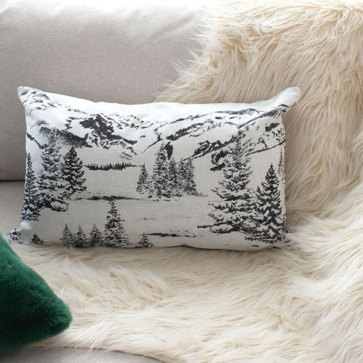 Paris Prix Coussin Déco de Noël  Ebène  30x50cm Écru & Anthracite