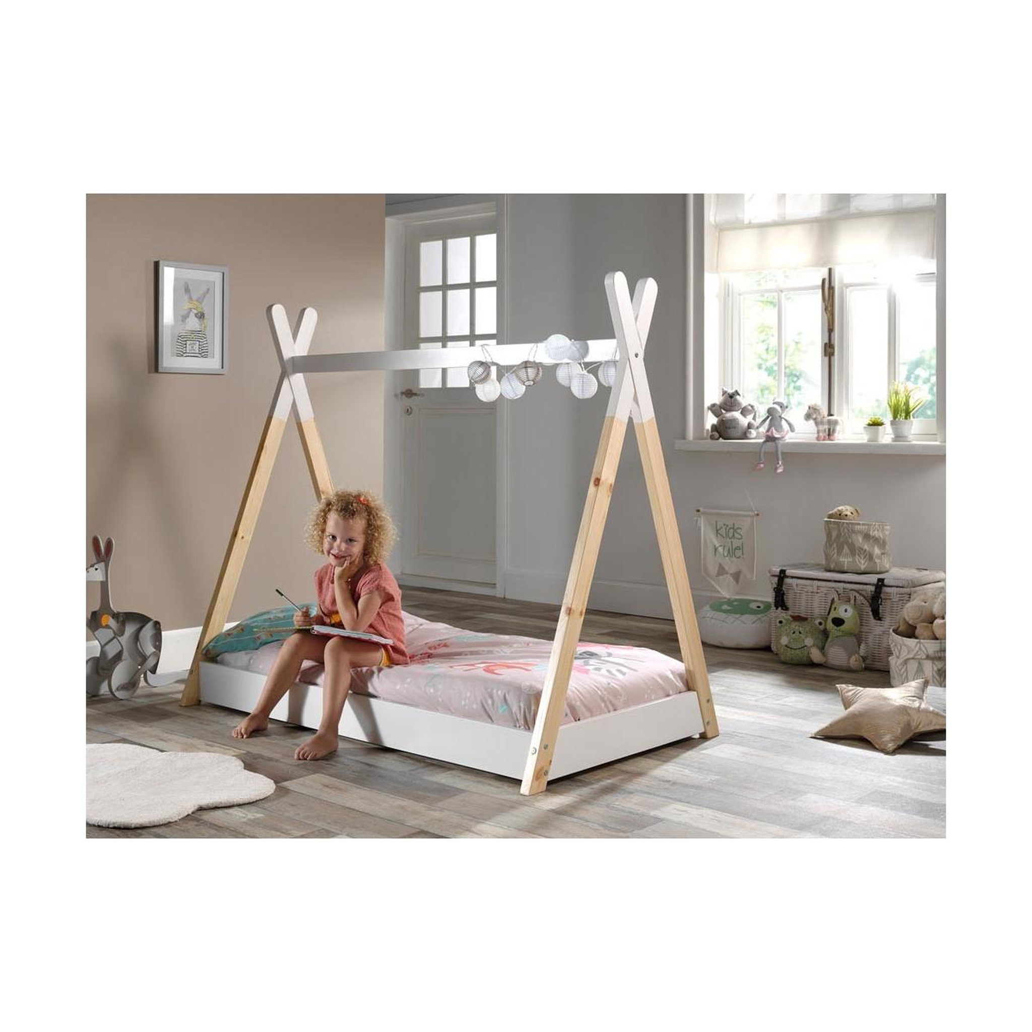 Voir la diapositive 3 : Paris Prix Lit enfant design  tipi  70x140cm blanc