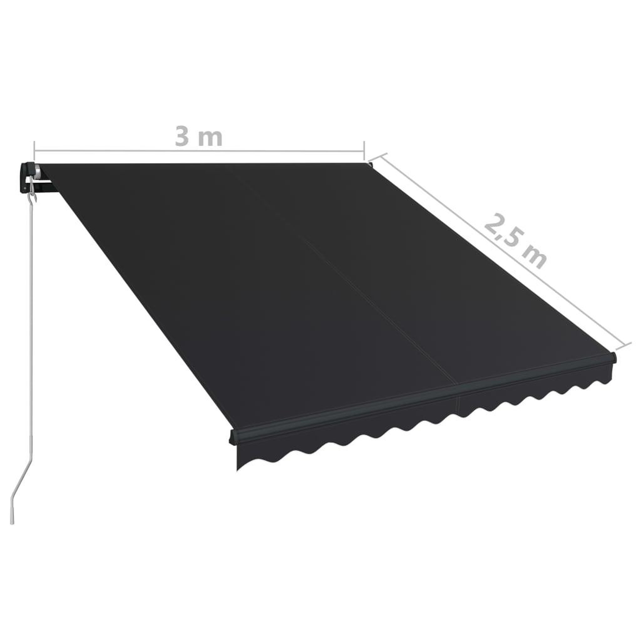 Voir la diapositive 6 : VIDAXL Auvent manuel retractable 300x250 cm Anthracite