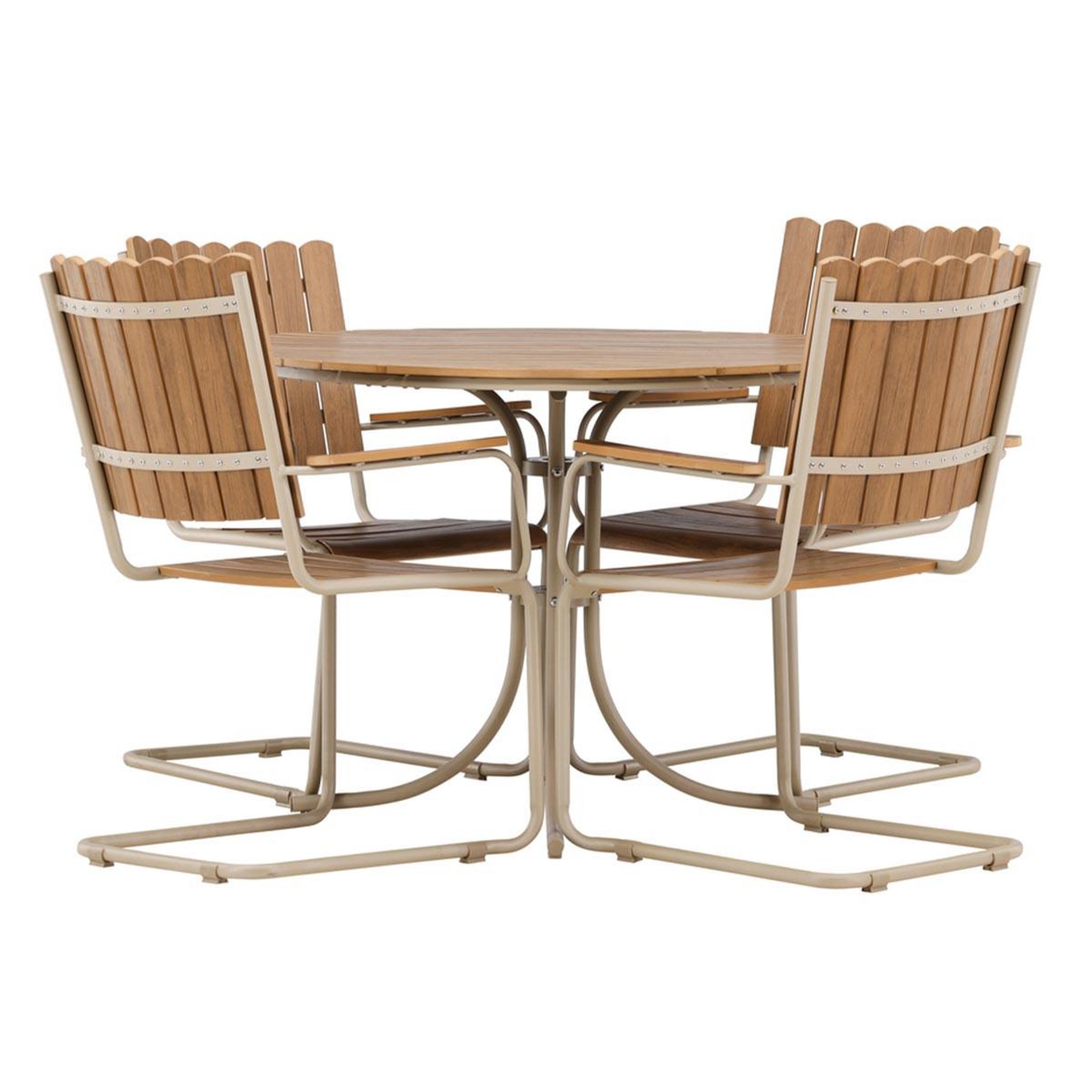 Paris Prix Ensemble Table de Jardin & 4 Chaises  Holmsund  103cm Naturel & Beige