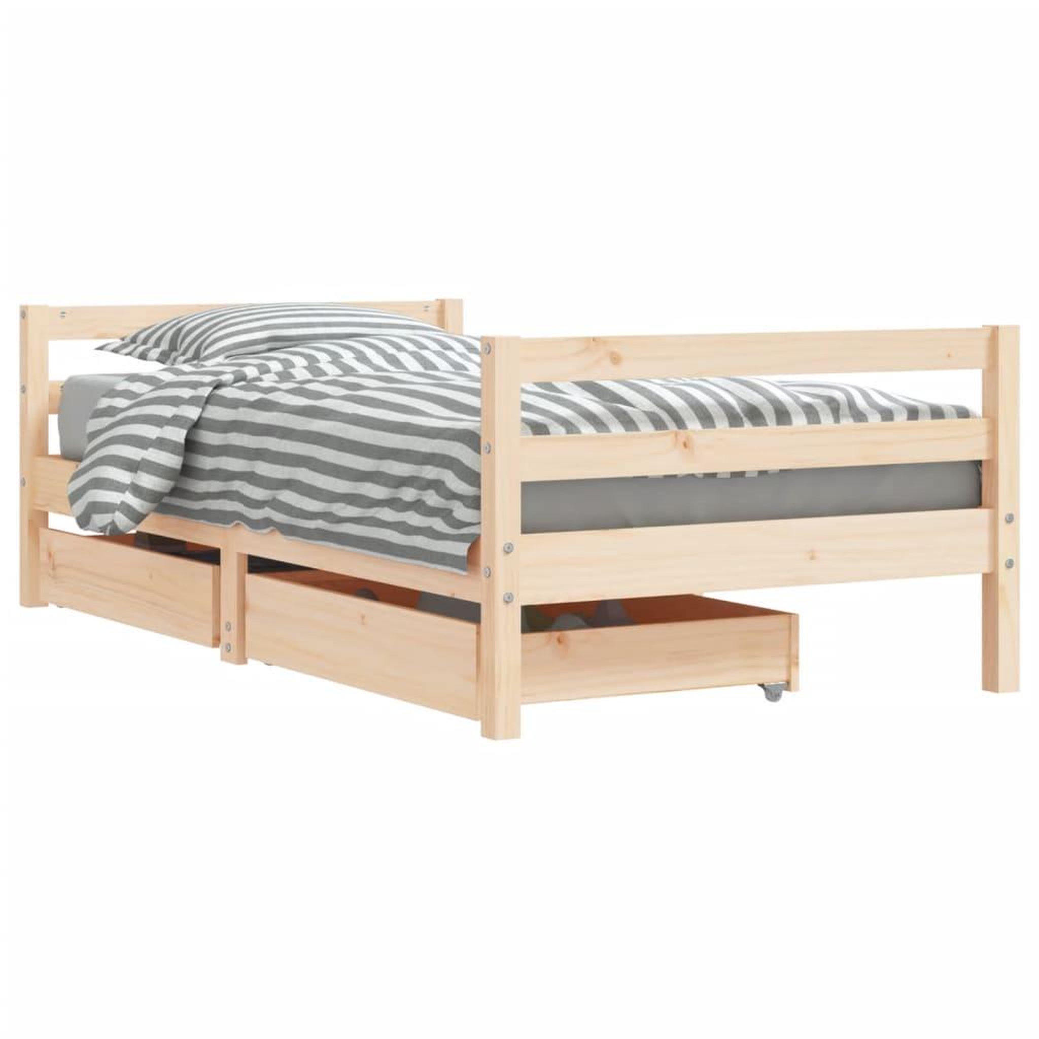 Voir la diapositive 2 : VIDAXL Cadre de lit pour enfant et tiroirs 80x160cm bois de pin massif