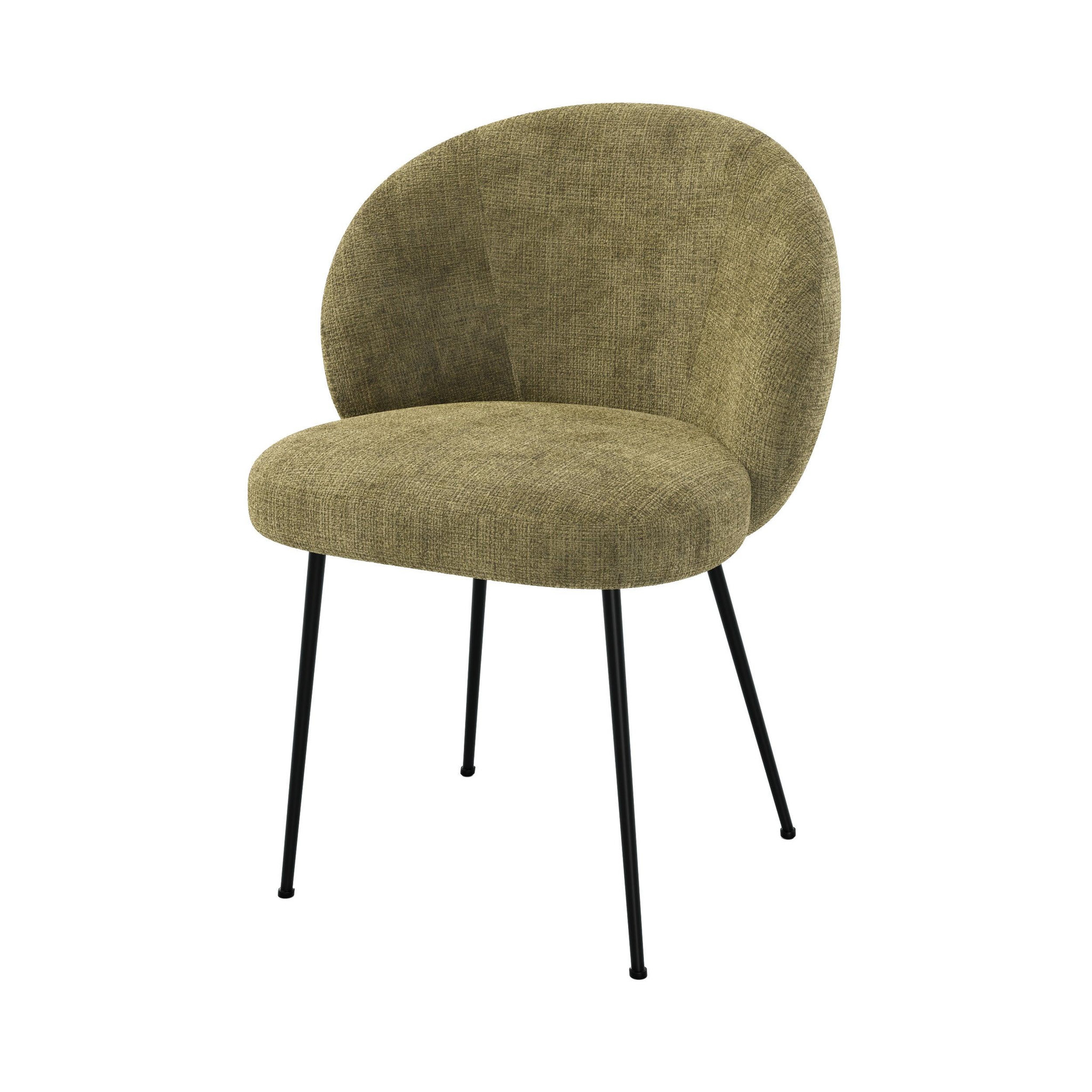 MAISON PAVANE Chaise en velours chenillé vert olive et métal noir-bloomy