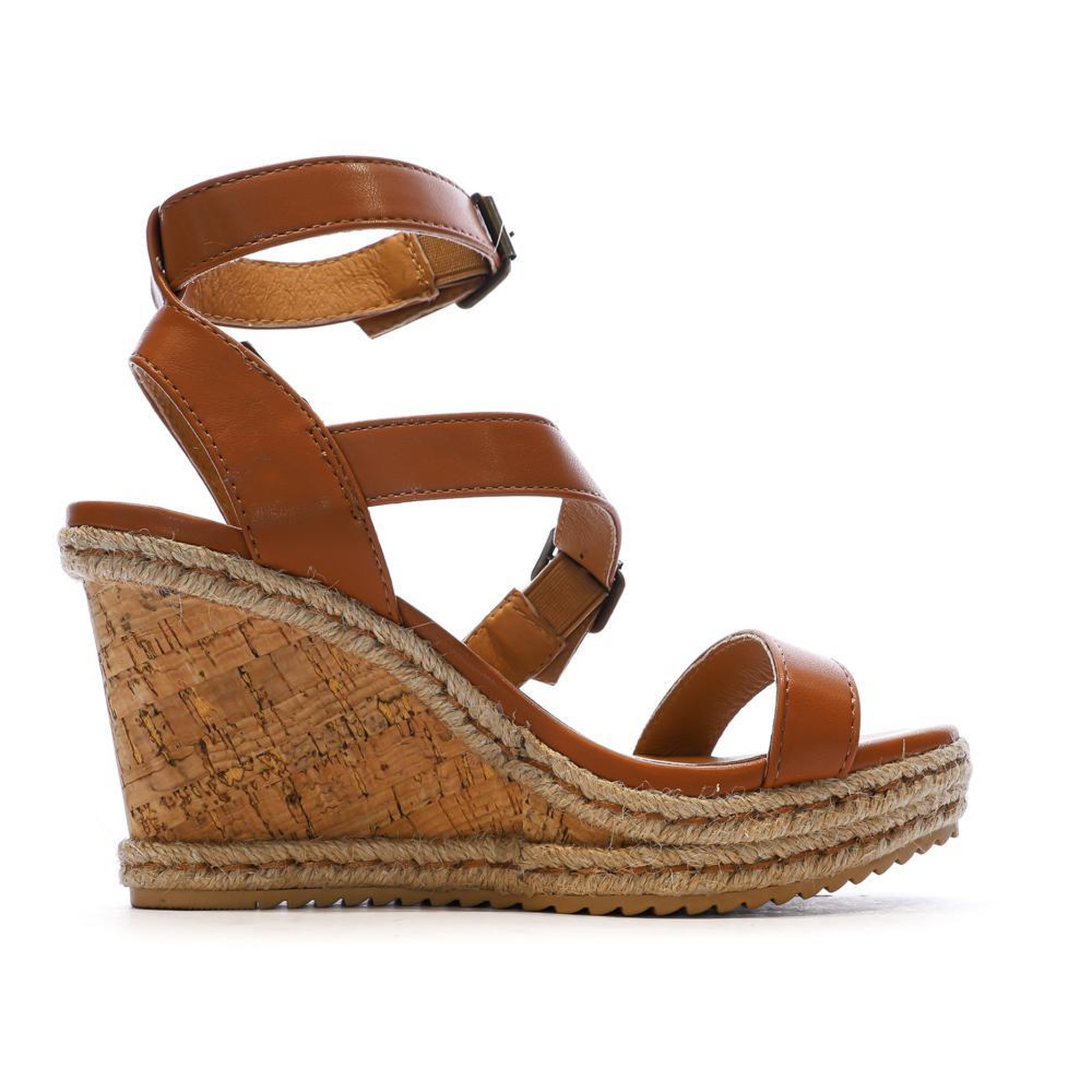Voir la diapositive 2 : CHATTAWAK Sandales Compensée Camel Femme Chattawak Summer Camel