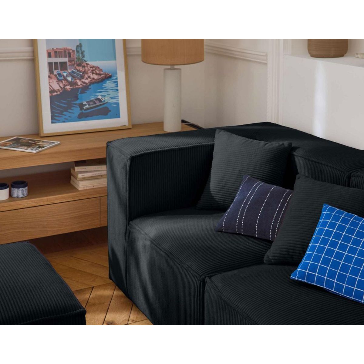 LISA DESIGN Arty - canapé modulable 3 places - en velours côtelé