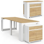 ID MARKET Table buffet extensible ORLANDO 10 personnes 235 cm bois blanc et façon hêtre