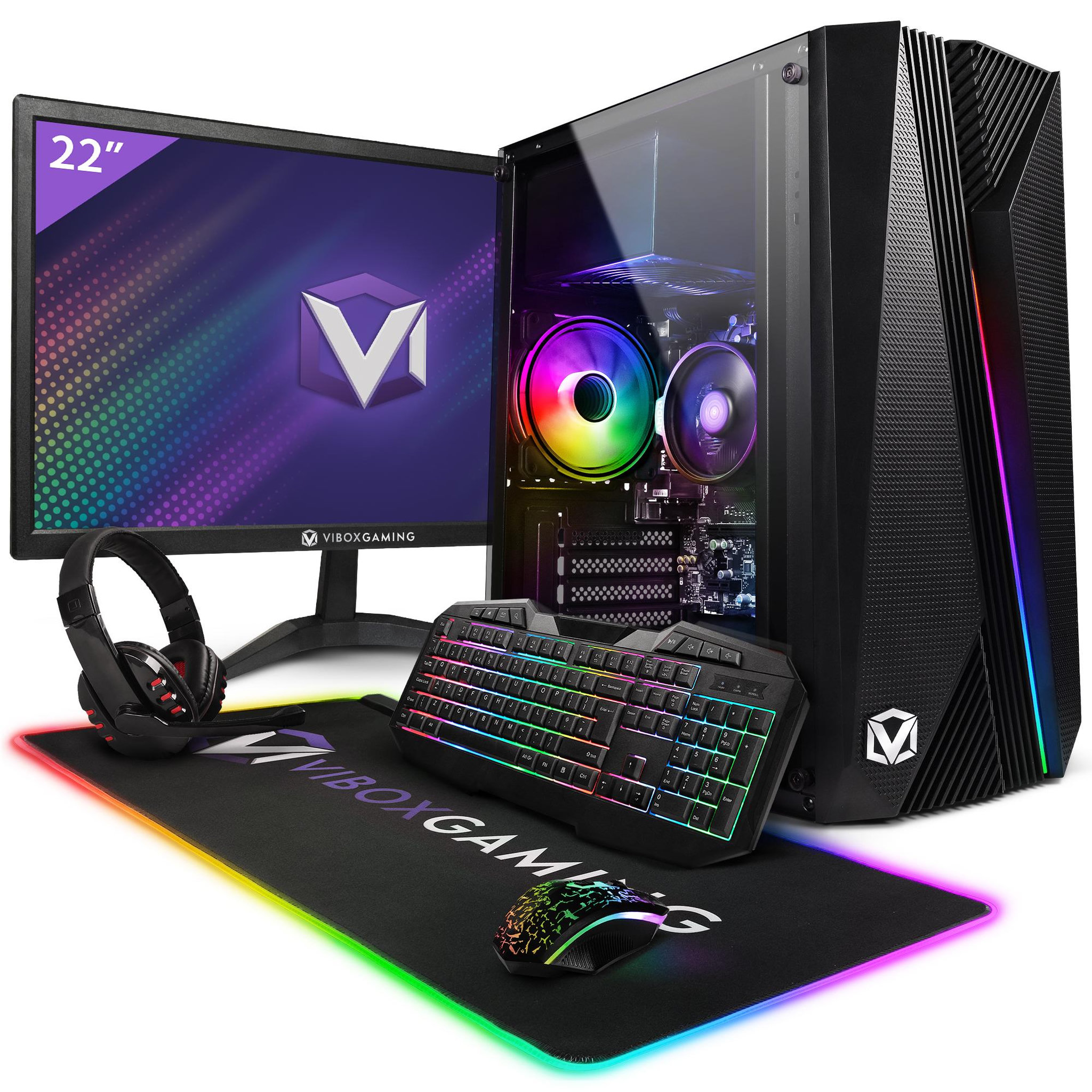 VIBOX PC Gamer Complet - Ryzen 3 3200G, Graphiques intégrés, 16 Go RAM, 1 To SSD, Linux, WiFi