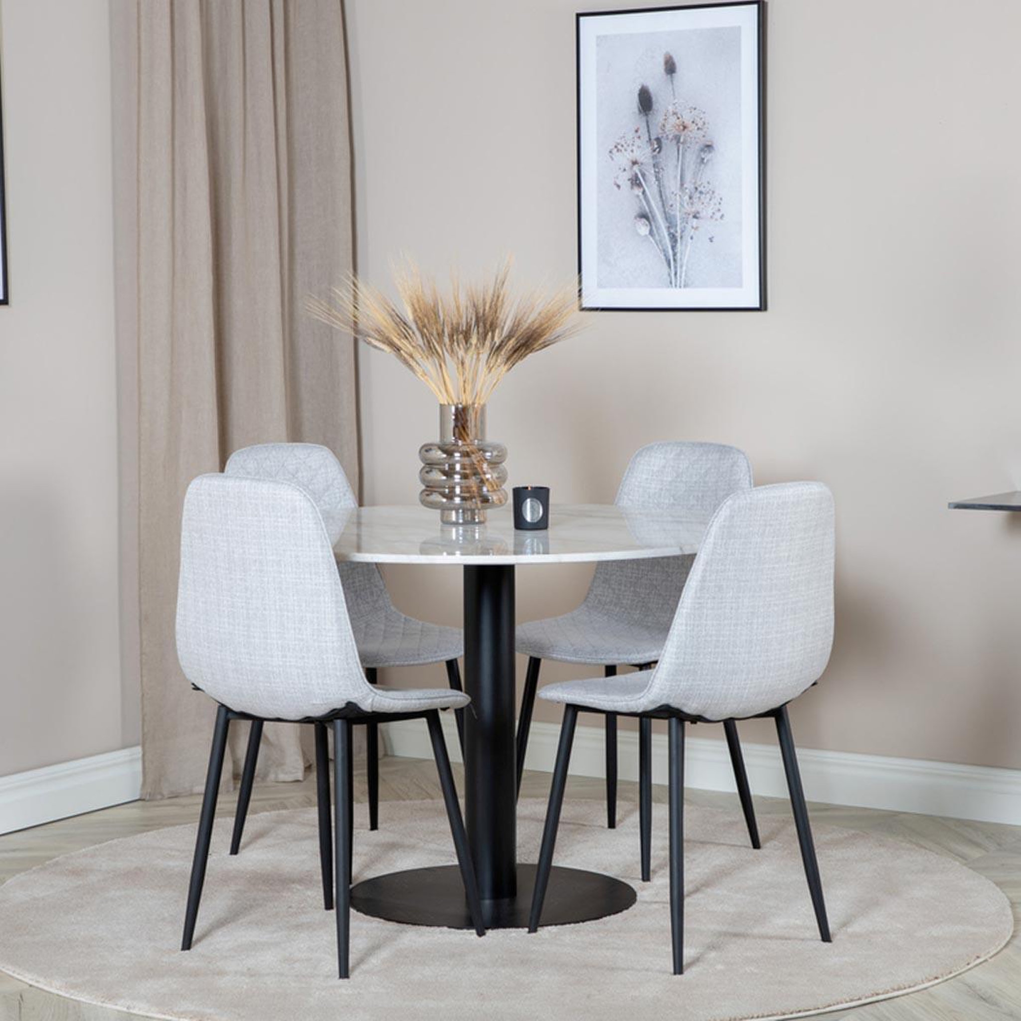 Voir la diapositive 4 : Paris Prix Ensemble table à manger & 4 chaises  estelle i & polar  106cm blanc & gris