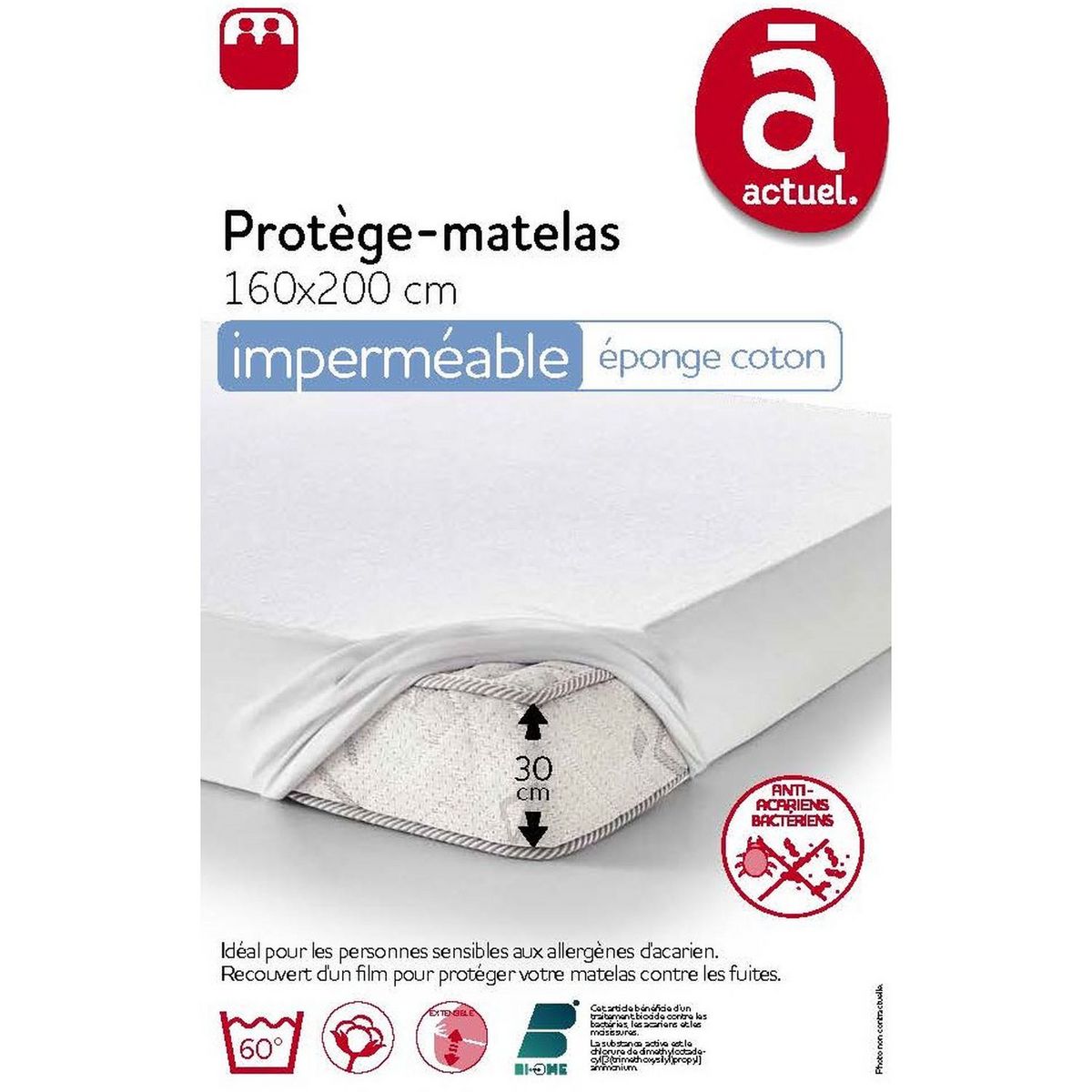 ACTUEL Protège matelas imperméable en polycoton MARISOL BIOME