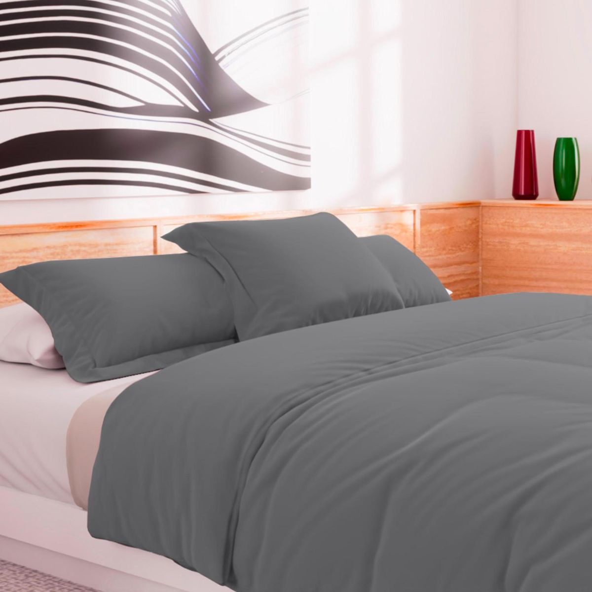 SOLEIL D'OCRE Housse de couette en coton 57 fils UNI, par Soleil d'Ocre