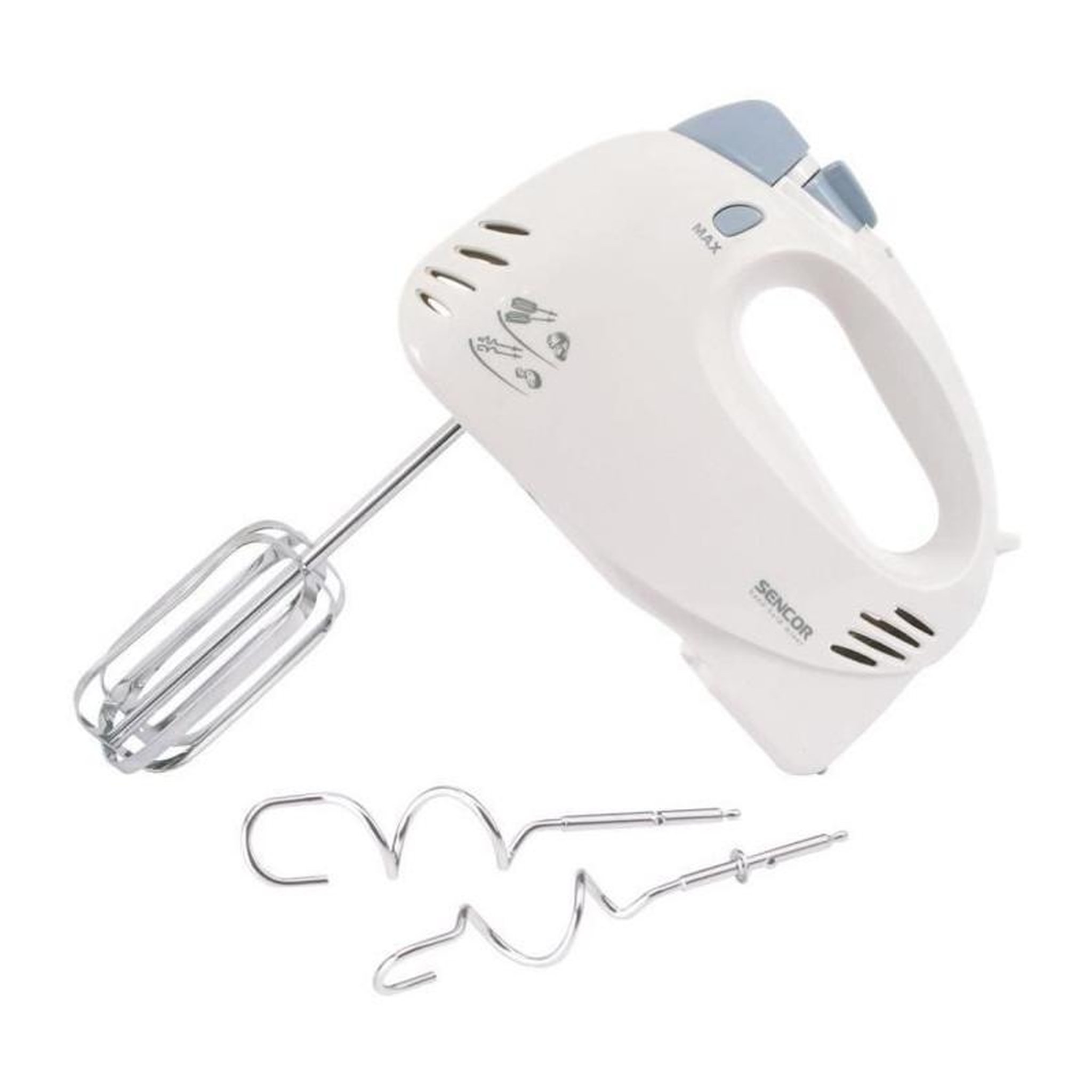 Voir la diapositive 2 : SENCO Batteur a main - SENCOR - SHM 5203-EUE3 - 400 W - 5 vitesses et Turbo pulse - Blanc