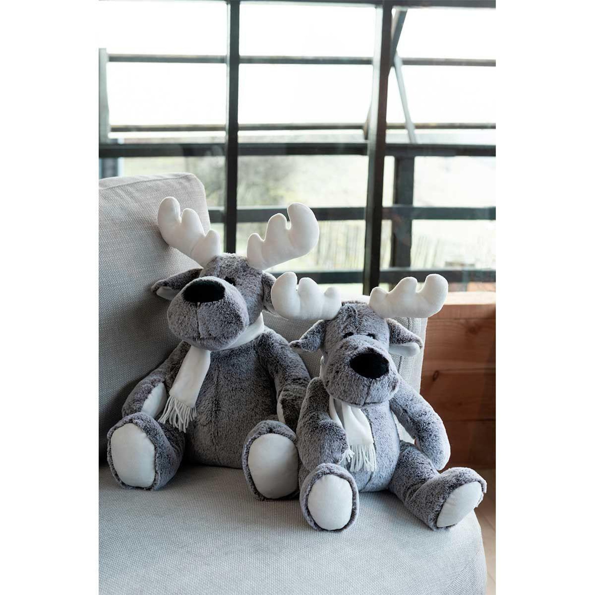 Voir la diapositive 2 : J-LINE Peluche Enfant  Elan  35cm Gris & Blanc