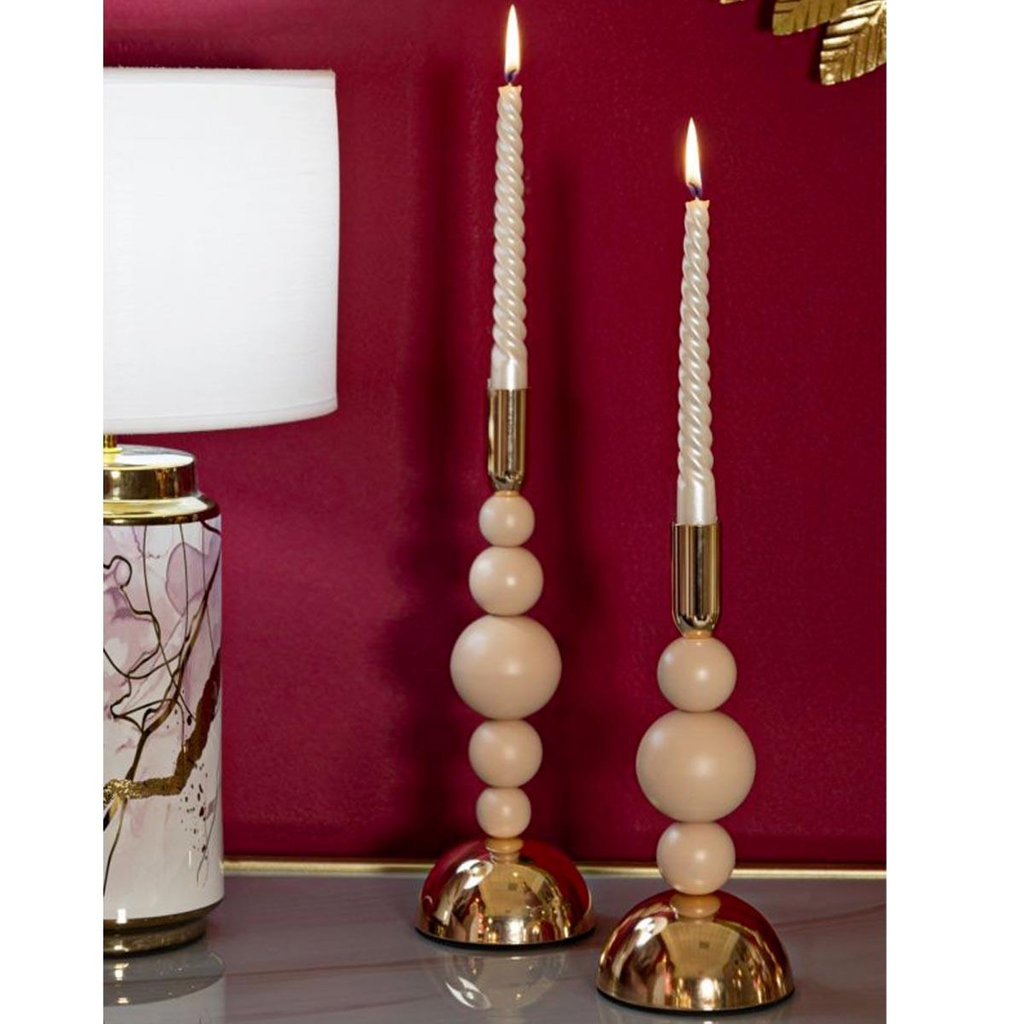 Voir la diapositive 4 : Paris Prix Lot de 2 chandeliers  bolly  29cm rose & or