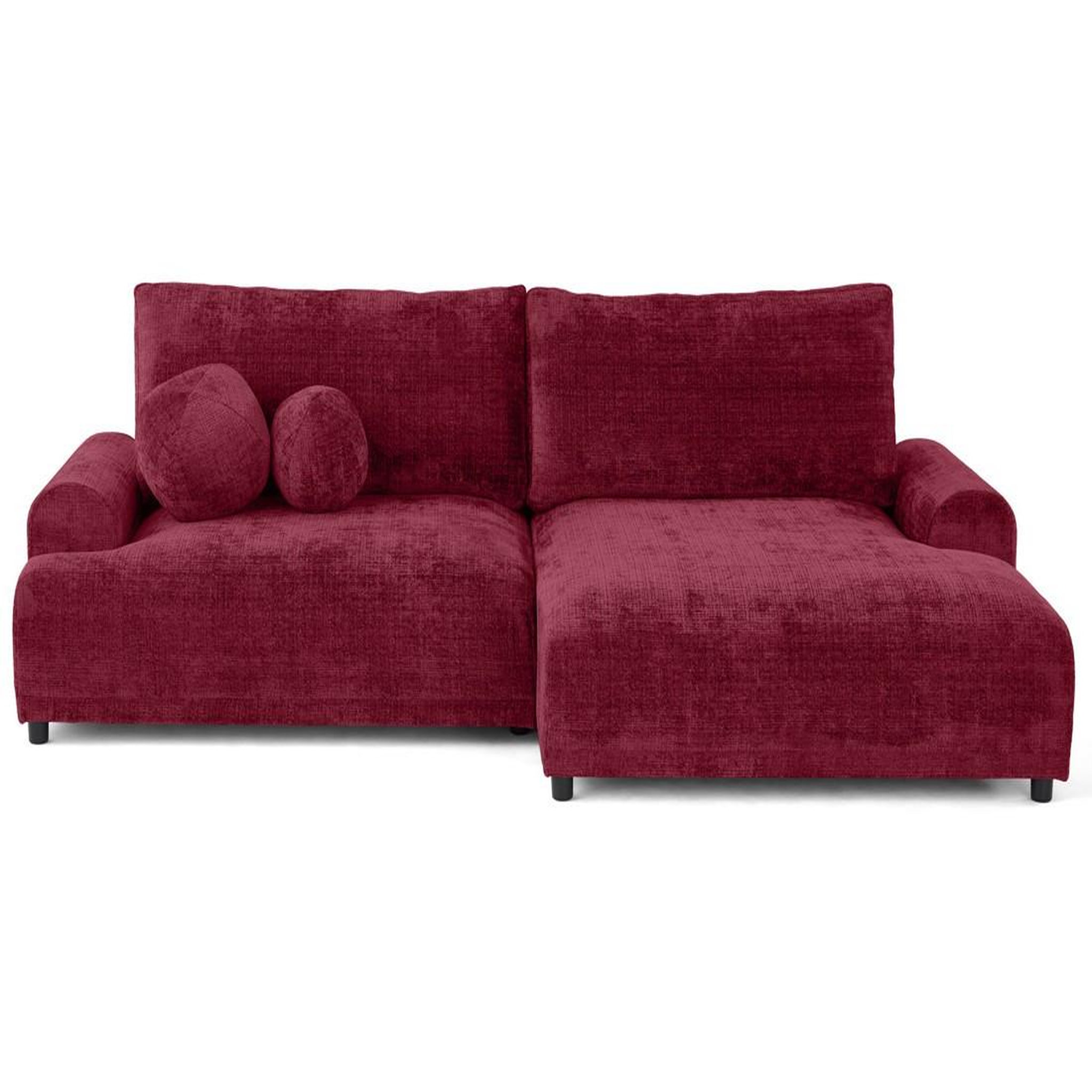 Voir la diapositive 1 : BEST MOBILIER Nelly - canapé d'angle droit 4 places convertible avec coffre en velours texturé