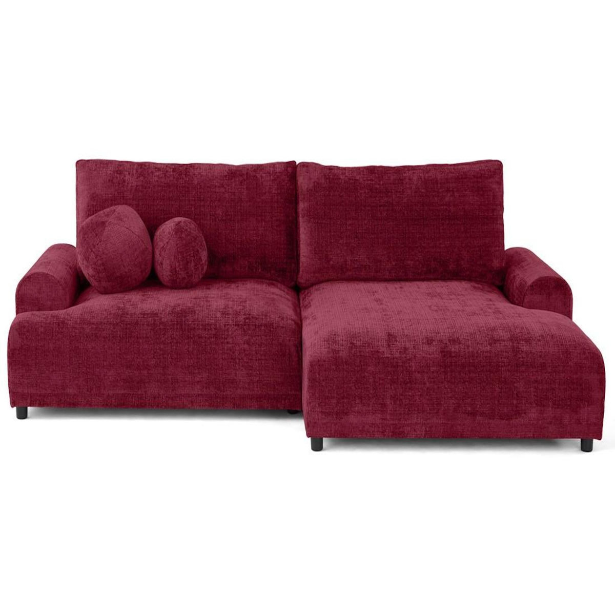 LISA DESIGN Nelly - canapé d'angle droit 4 places convertible avec coffre en velours texturé
