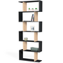 Voir la diapositive 1 : ID MARKET Etagère bibliothèque SOFIA forme S bois façon hêtre et noir 189 cm