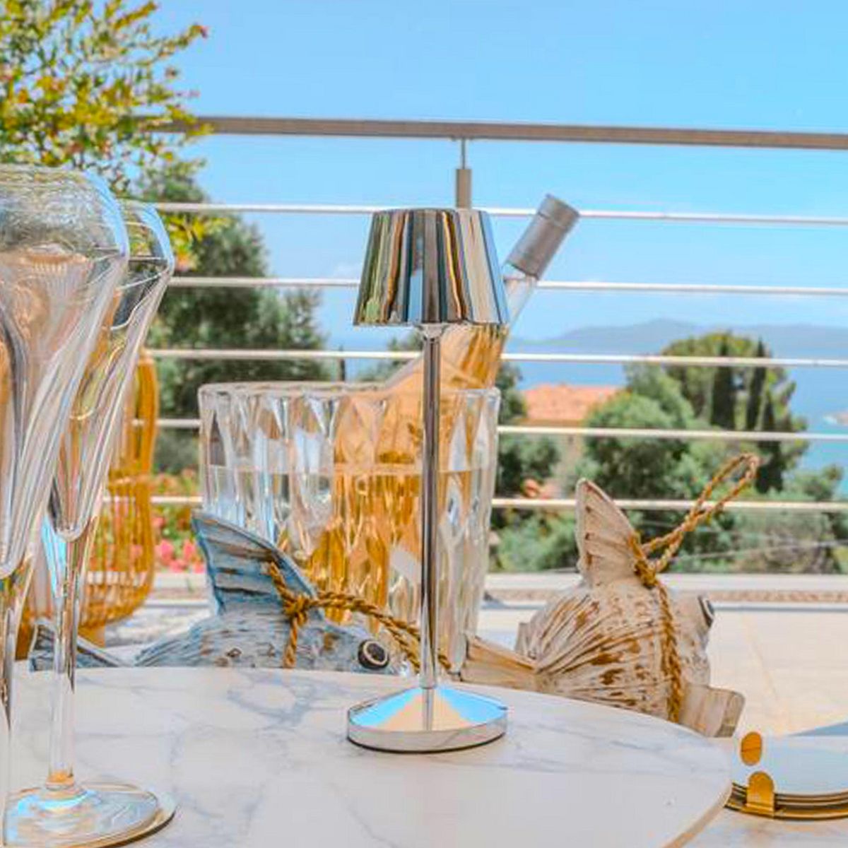 Lumisky Lampe de table sans fil EMILY Argent Aluminium H25cm