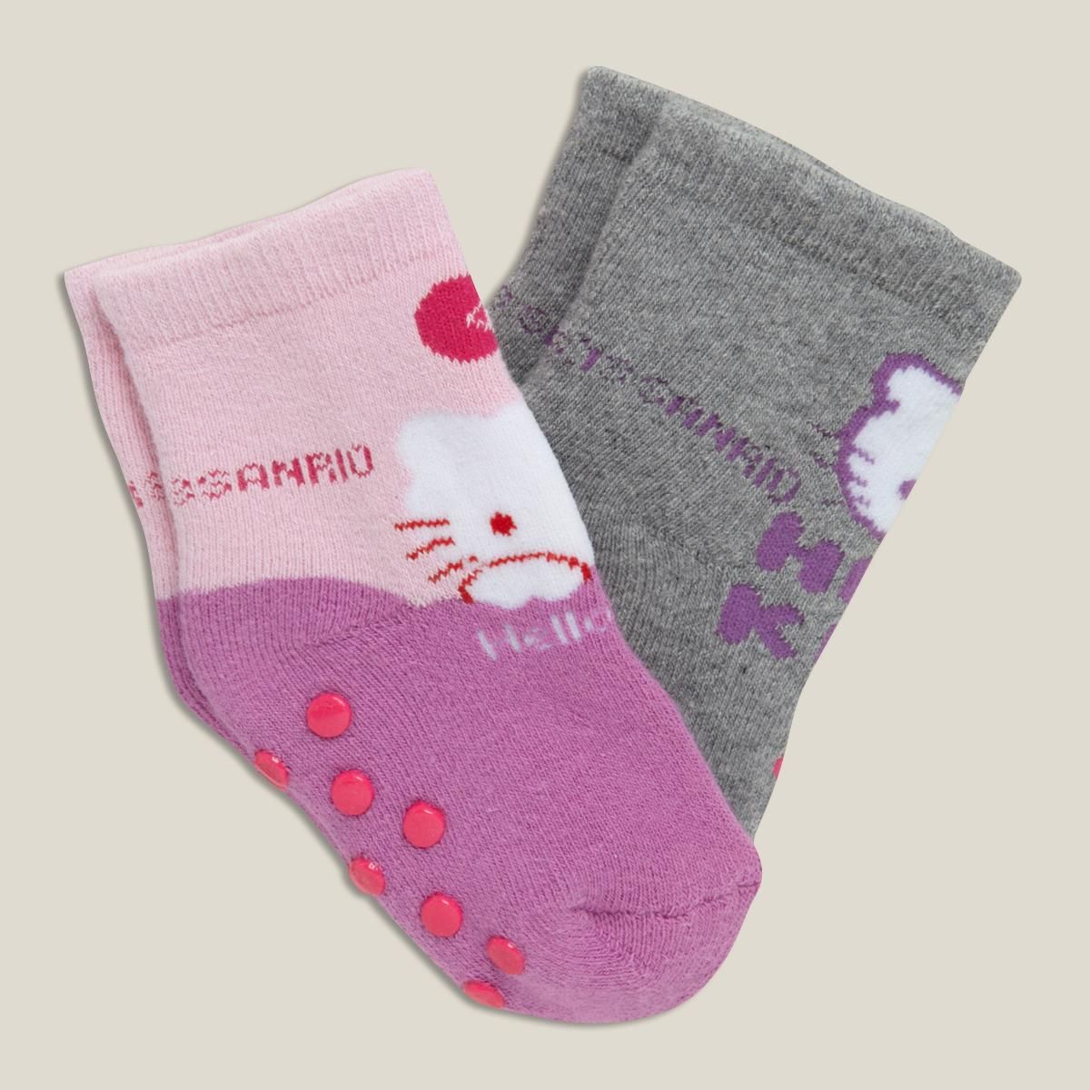 HELLO KITTY Lot de 2 paires de chaussettes anti glisse bébé